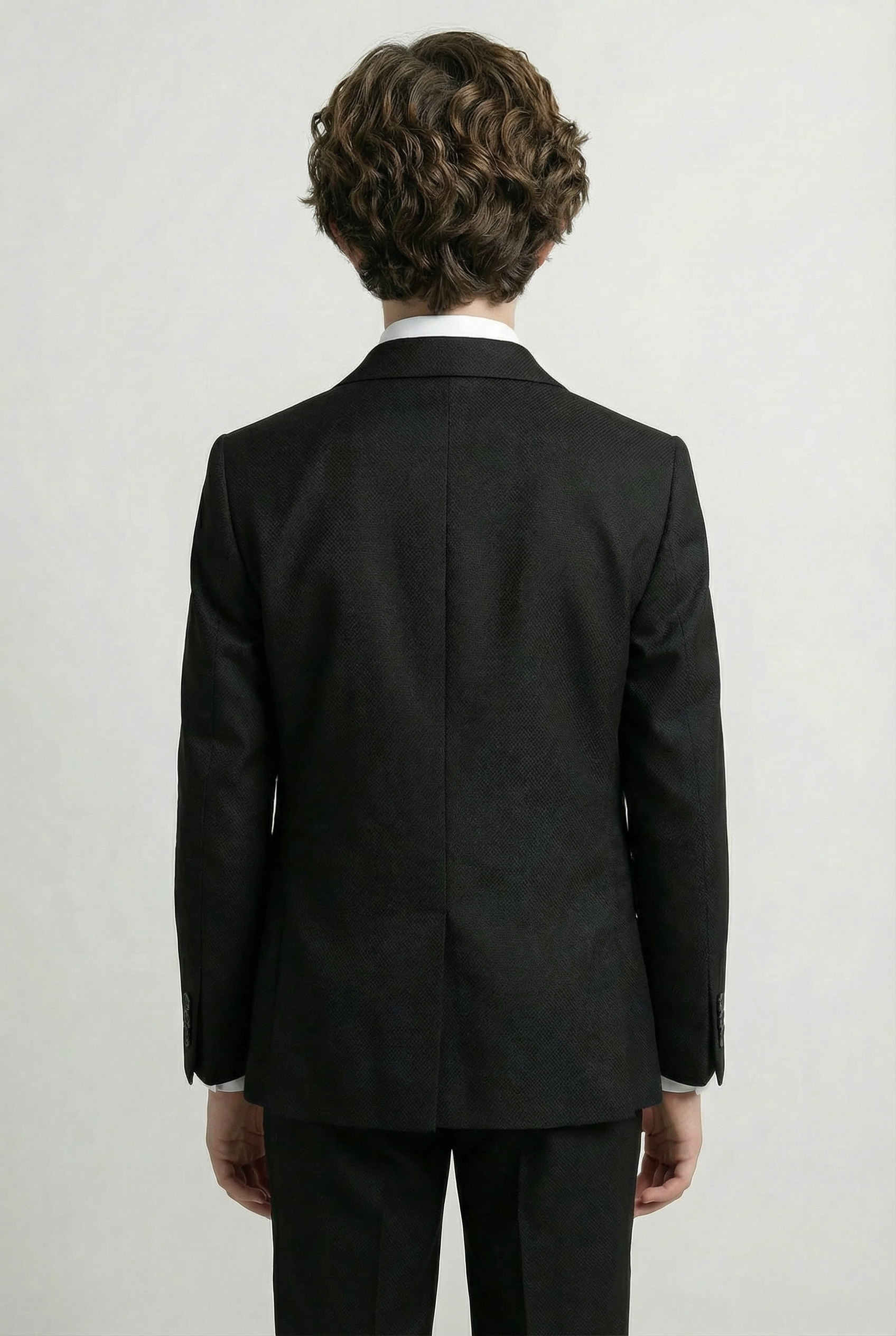 Boys’ 7-Piece Self-Patterned Formal Suit Set - Planet - Black Model Back Picture