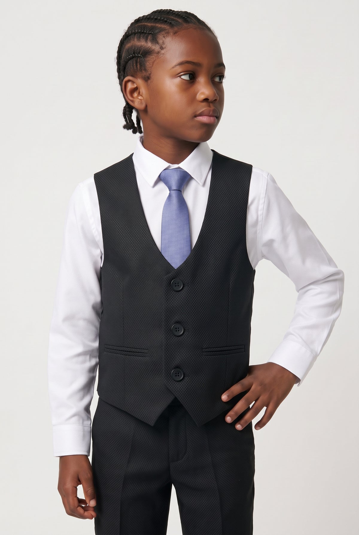 Boys’ 7-Piece Self-Patterned Formal Suit Set - Planet - Black