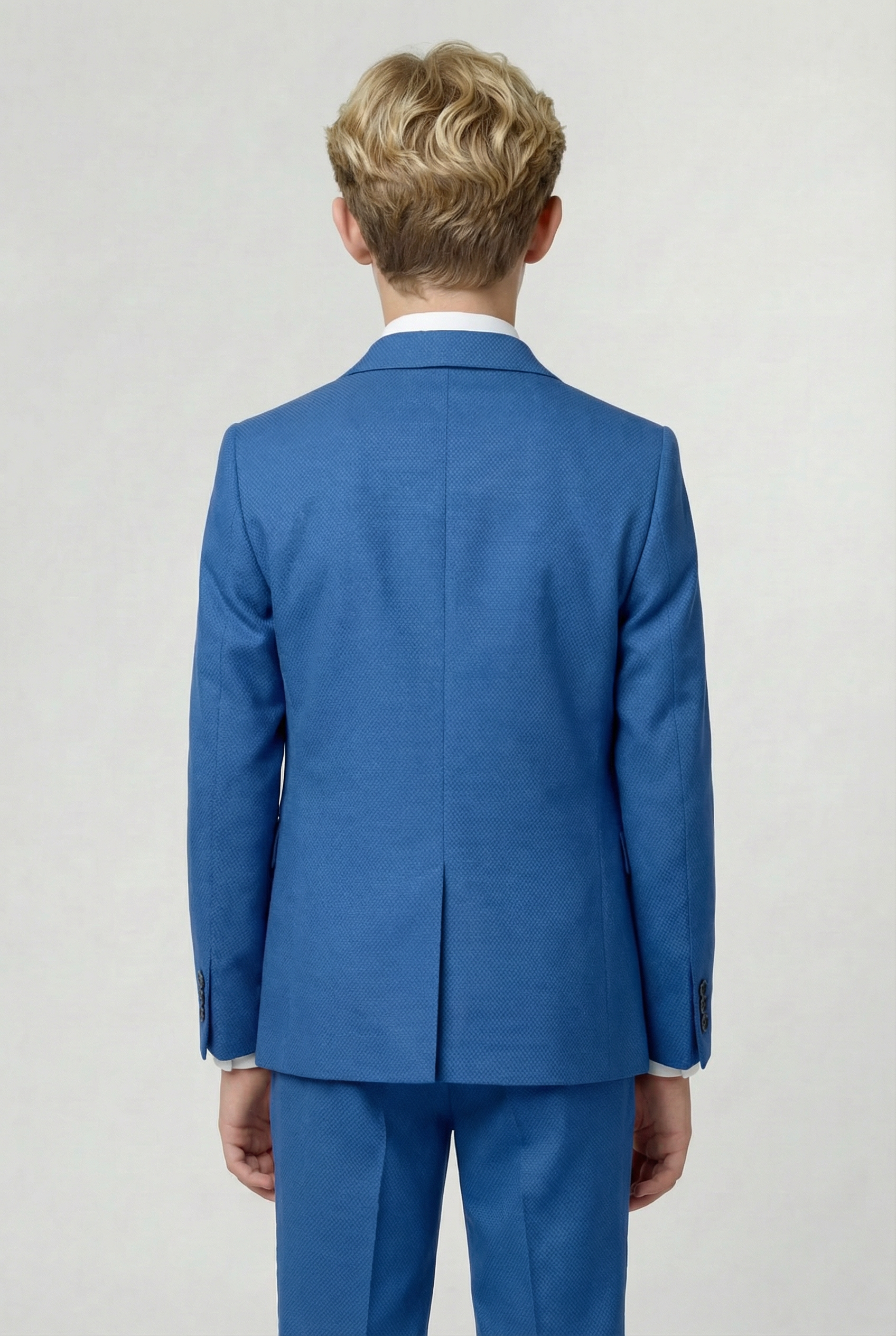 Boys’ 7-Piece Self-Patterned Formal Suit Set - Planet - Indigo Blue Modle Back Picture