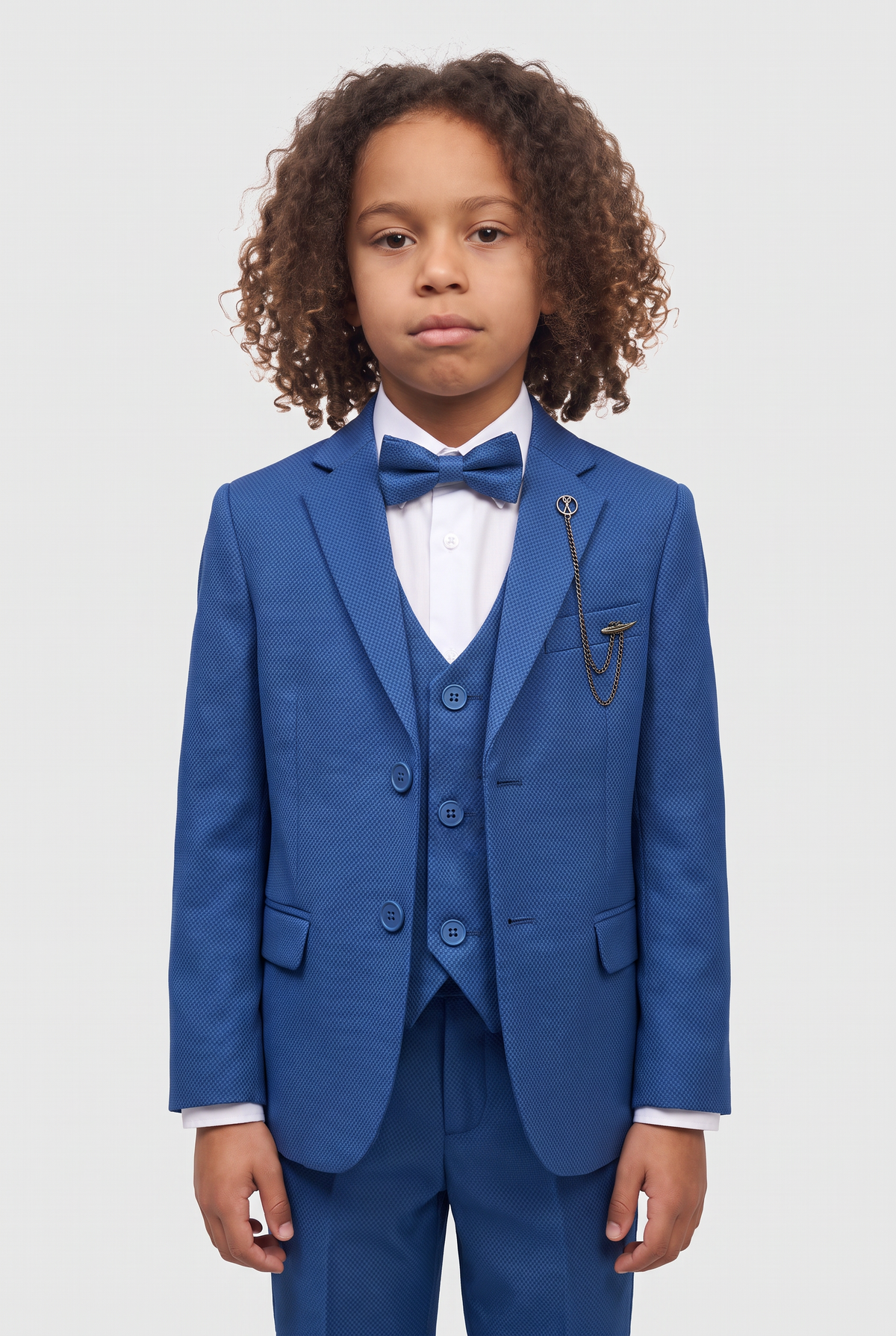 Boys’ 7-Piece Self-Patterned Formal Suit Set - Planet - Indigo Blue