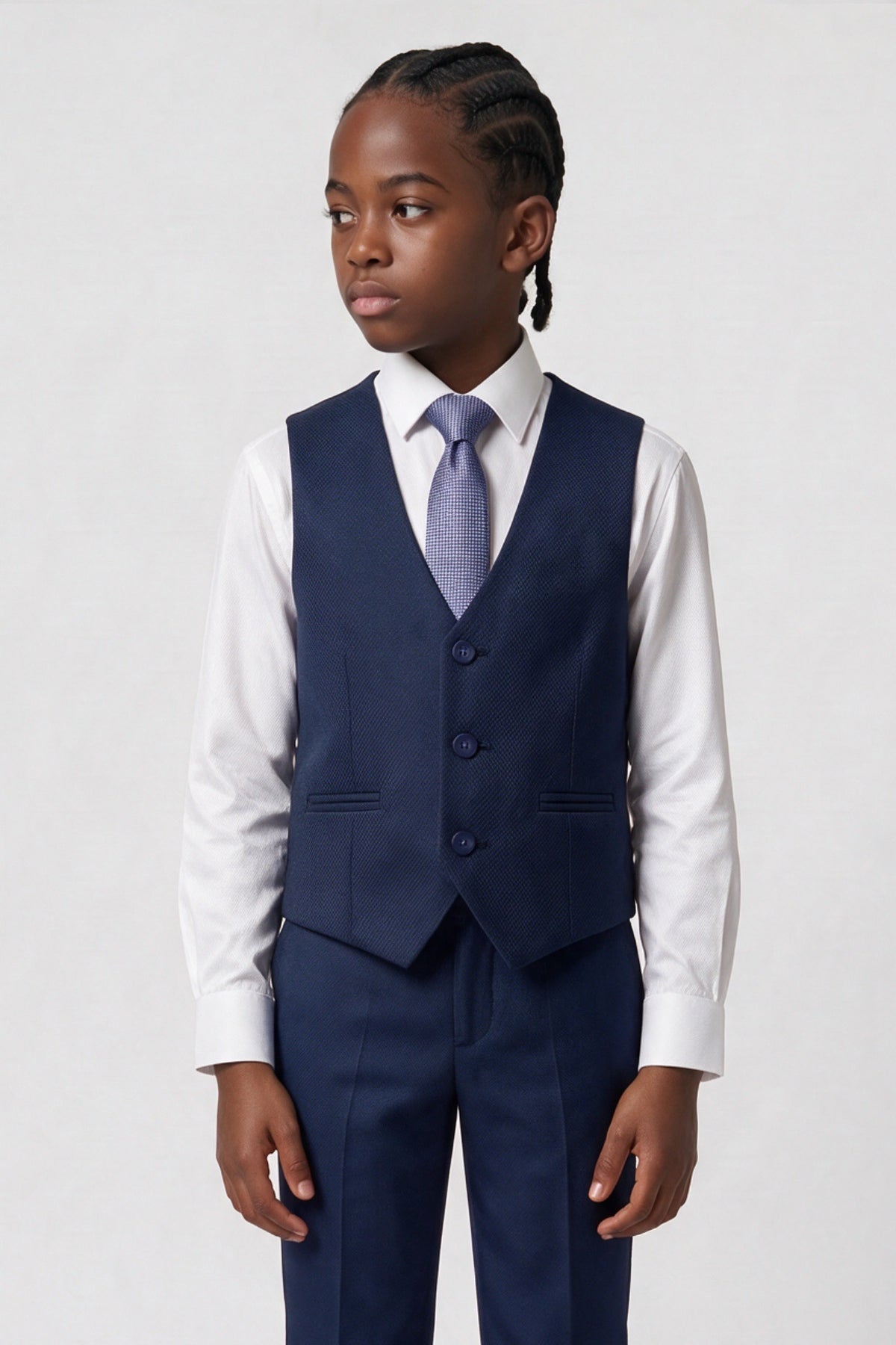 Boys’ 7-Piece Self-Patterned Formal Suit Set - Planet - Navy