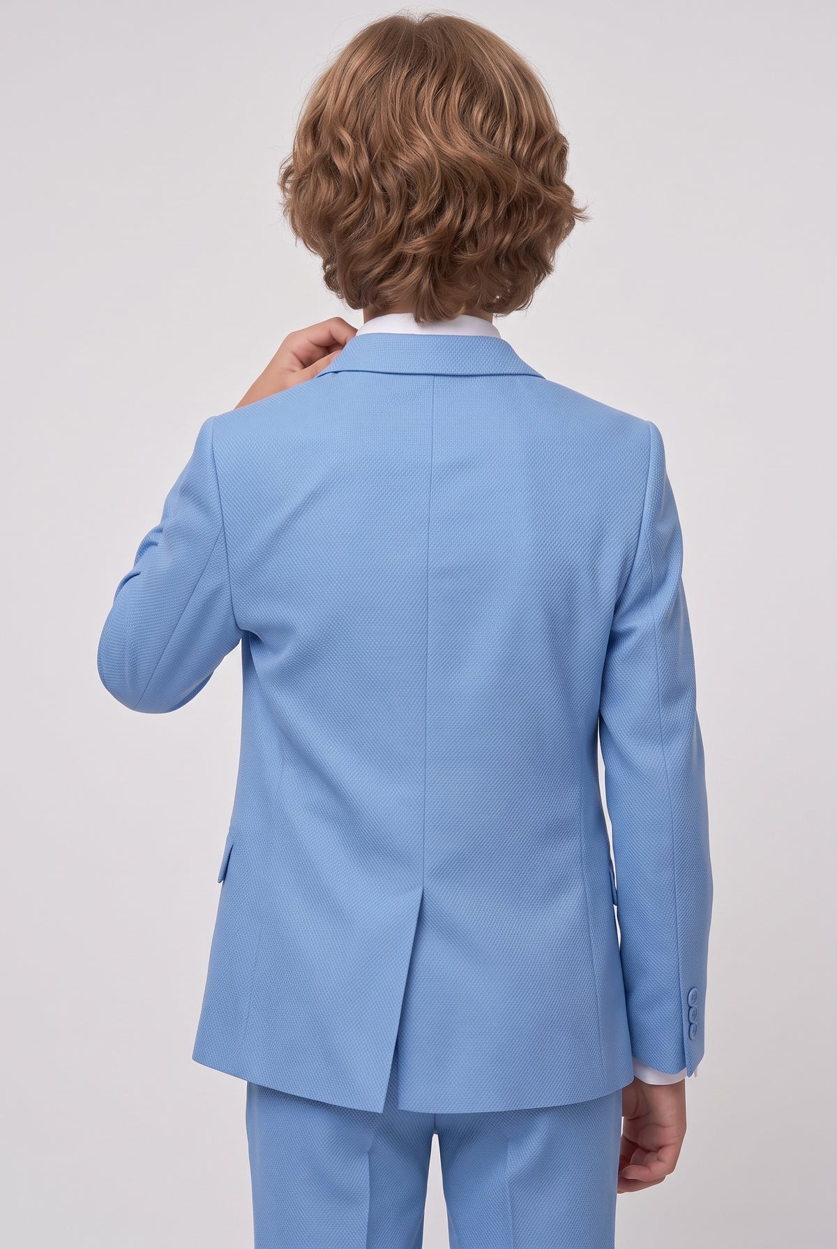 Boys’ 7-Piece Self-Patterned Formal Suit Set - Planet - Sky Blue