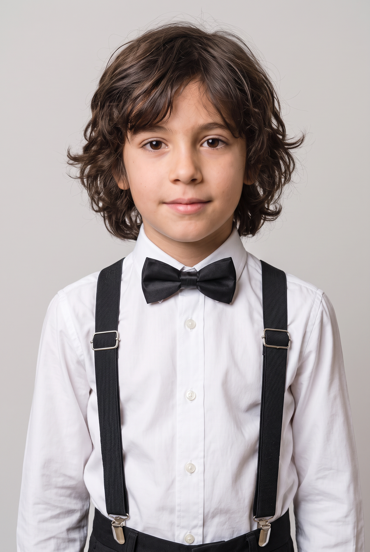 Boys Adjustable Elastic Y-Back Wide Bow Brace Set - Black