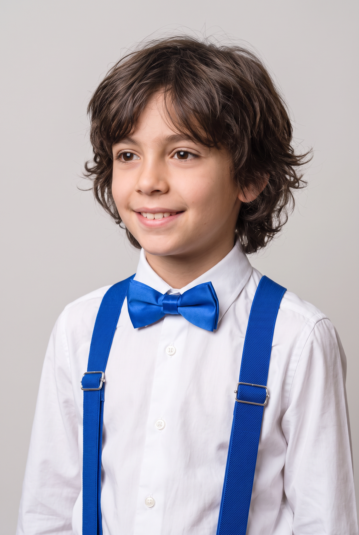 Boys Adjustable Elastic Y-Back Wide Bow Brace Set - Blue