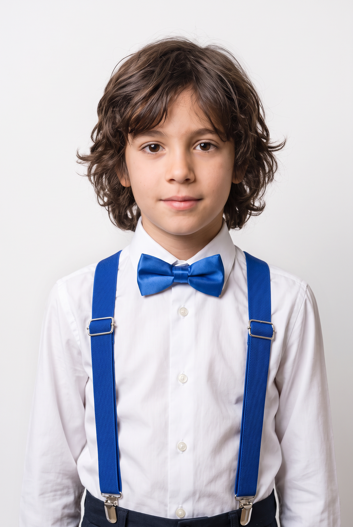Boys Adjustable Elastic Y-Back Wide Bow Brace Set - Blue