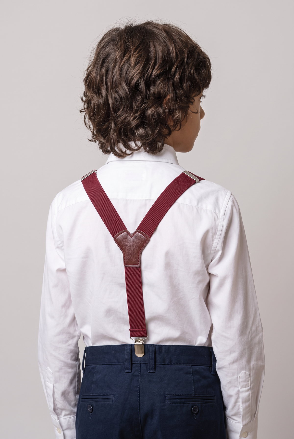 Boys Adjustable Elastic Y-Back Wide Bow Brace Set - Red