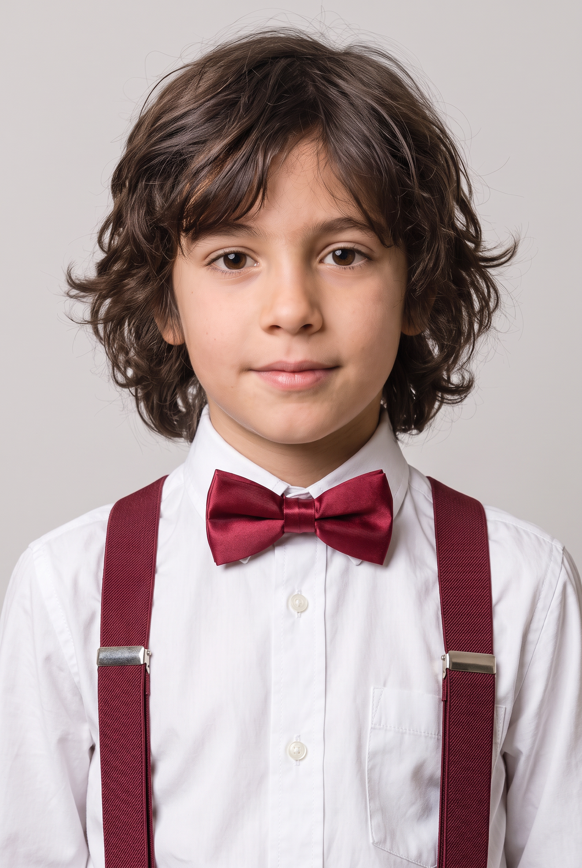 Boys Adjustable Elastic Y-Back Wide Bow Brace Set - Red