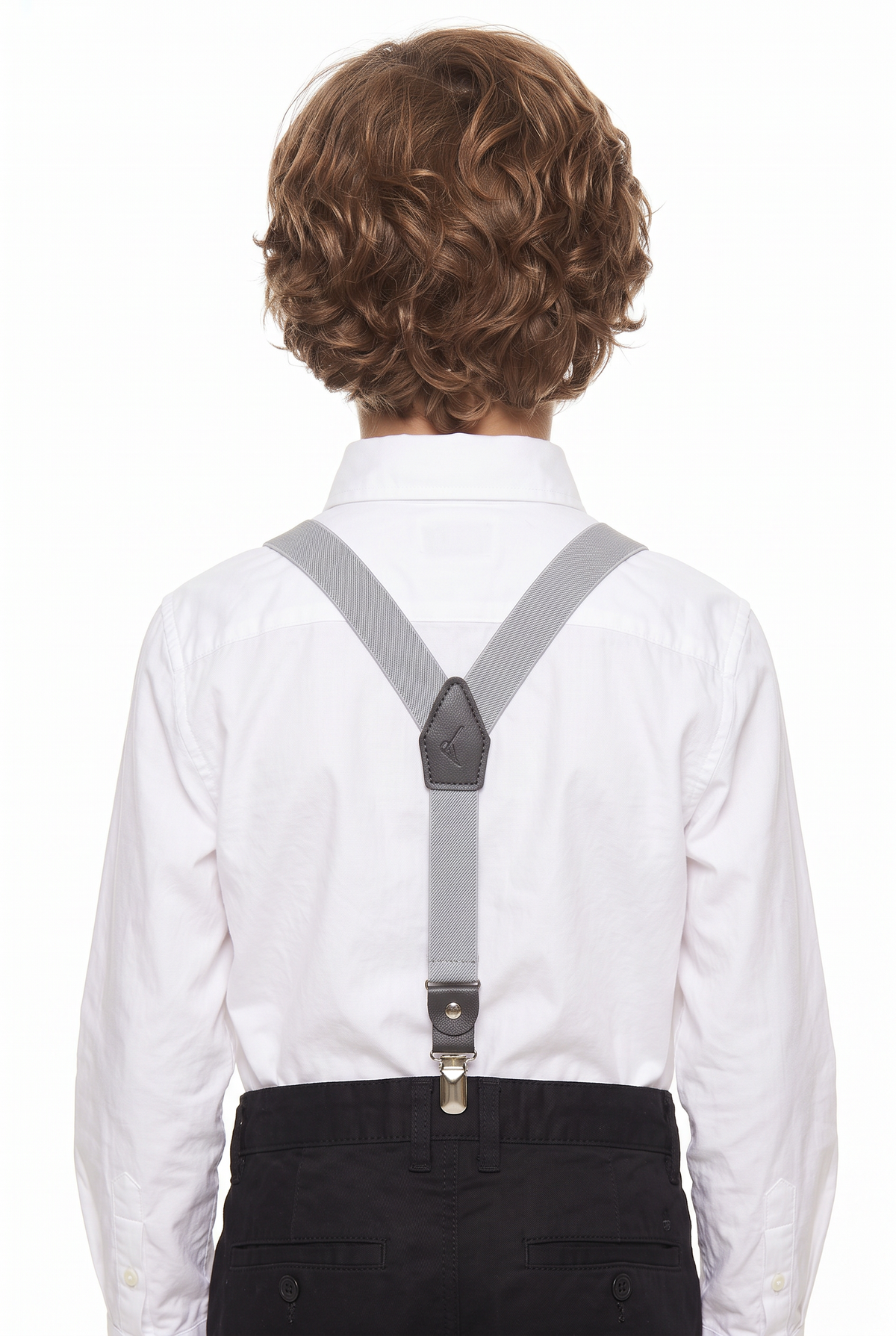 Boys Adjustable Y-Shape Suspenders - Grey