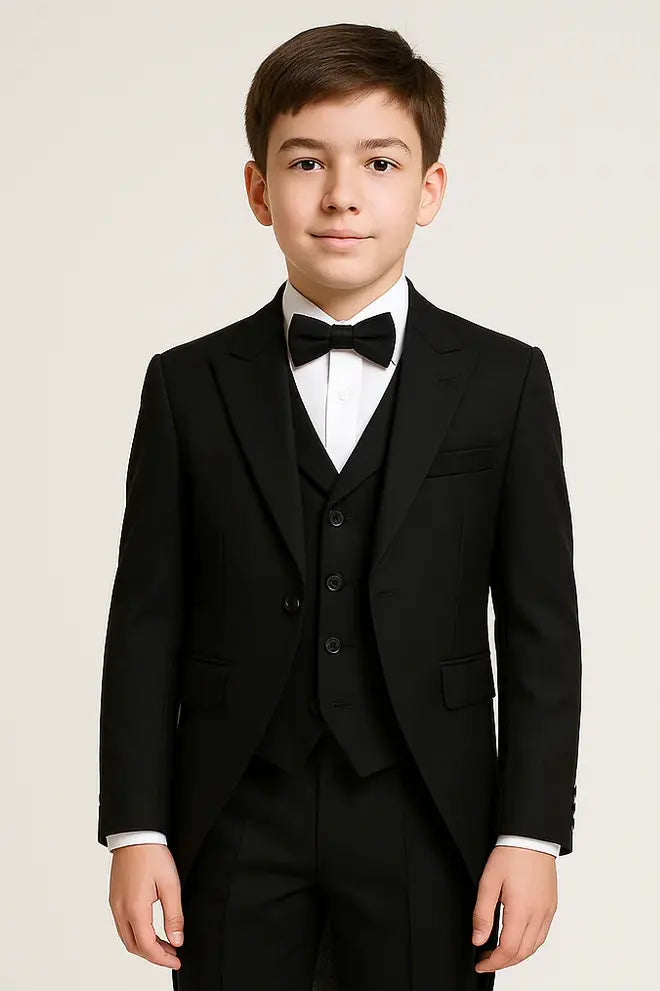 Boys Black Morning Tailcoat Suit Set - Black
