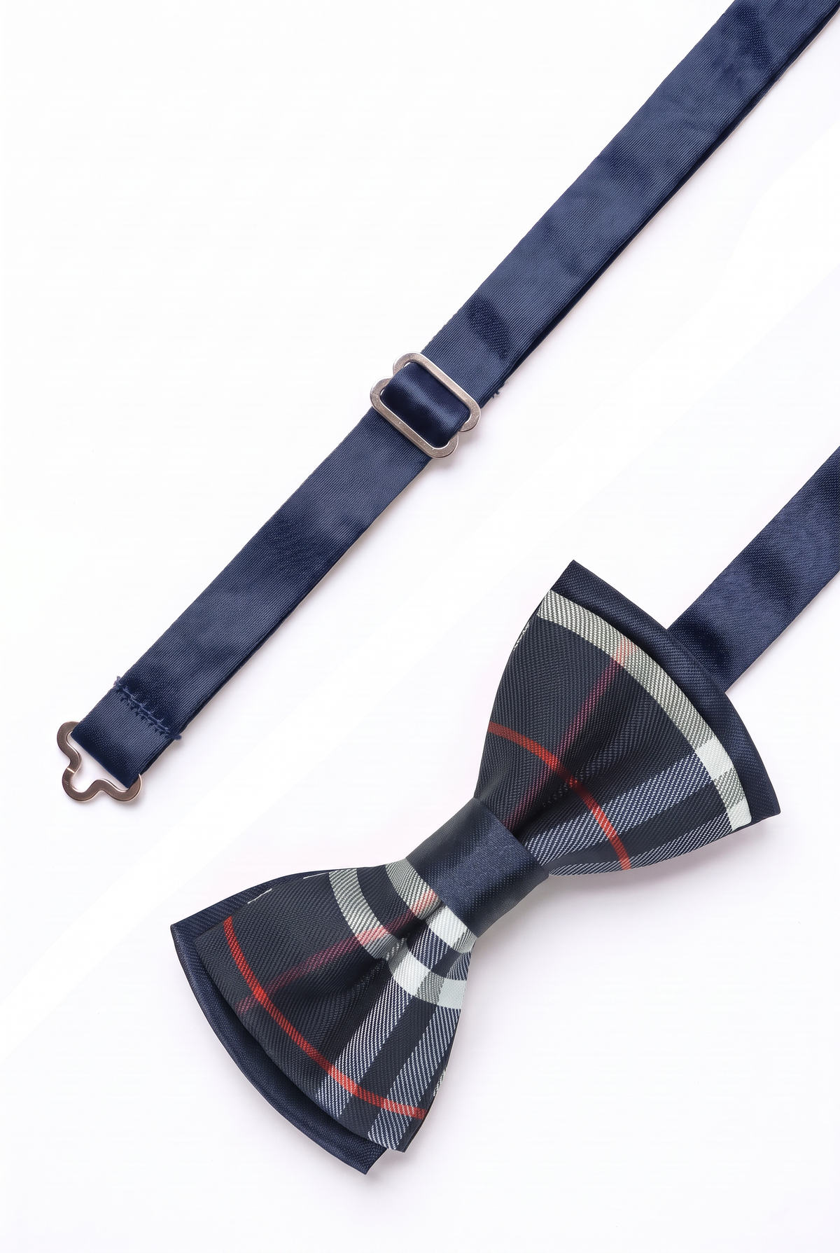 Boys Burberry Style Check Bow Tie Set - Navy and Red