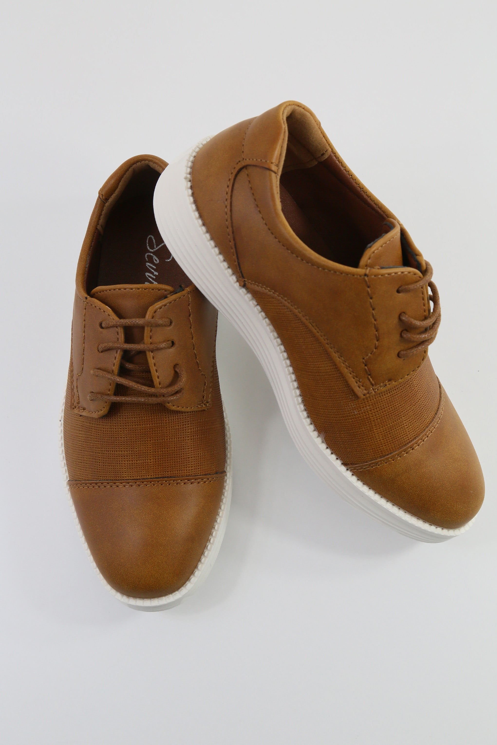 Boys' Casual Derby-style Sneakers - FELIX - Tan Brown Detail Picture