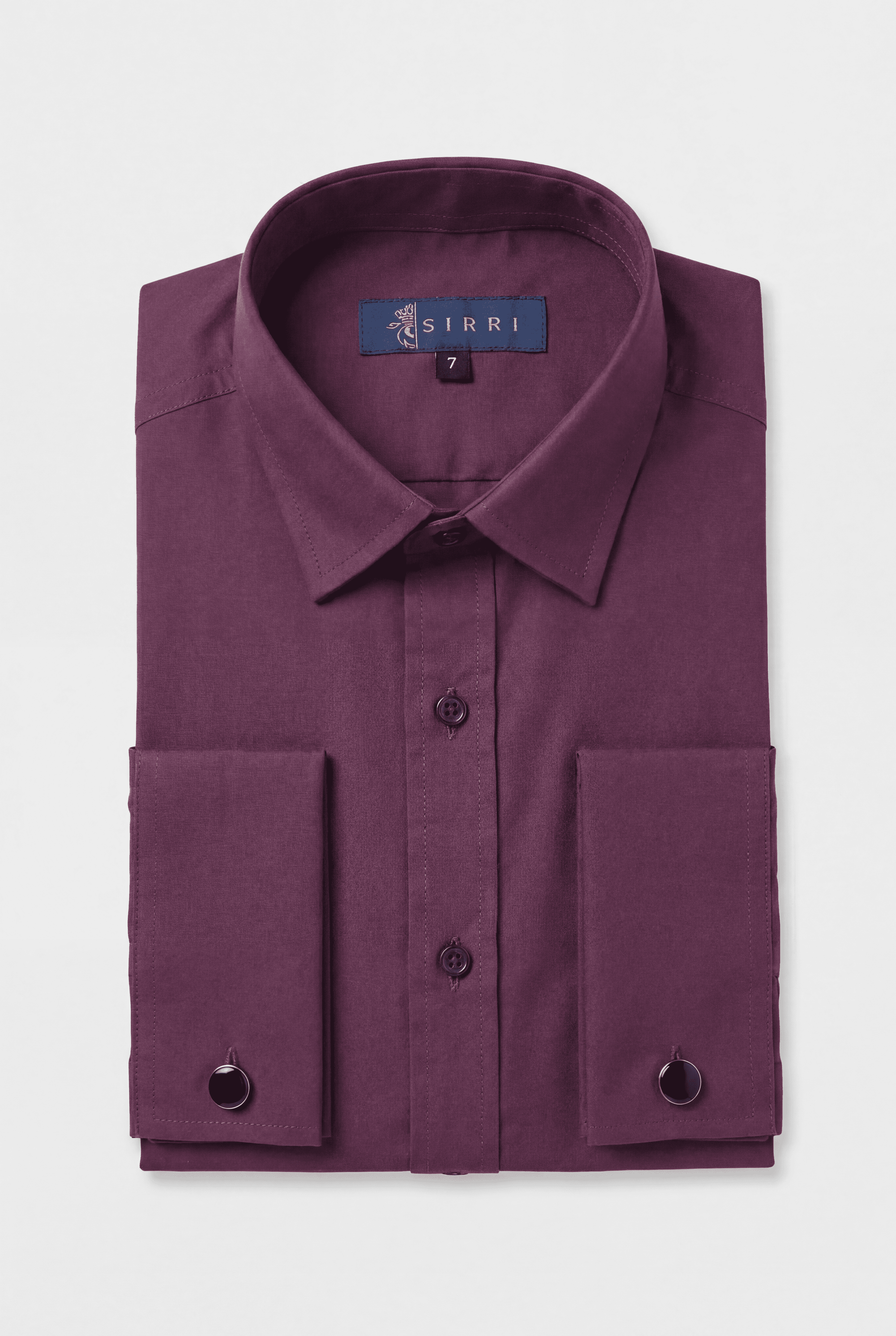 Boys Classic Collar Dress Shirt with Cufflinks - Burgundy