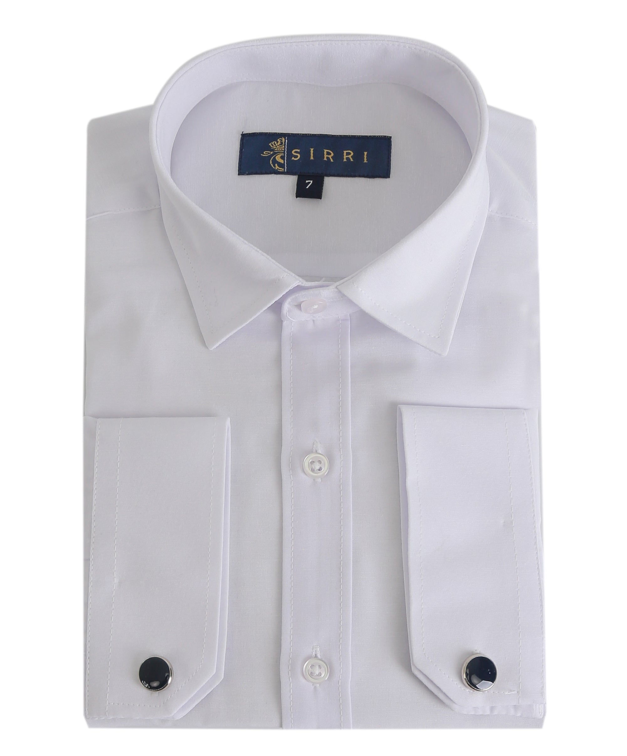Boys Classic Collar Dress Shirt with Cufflinks - White
