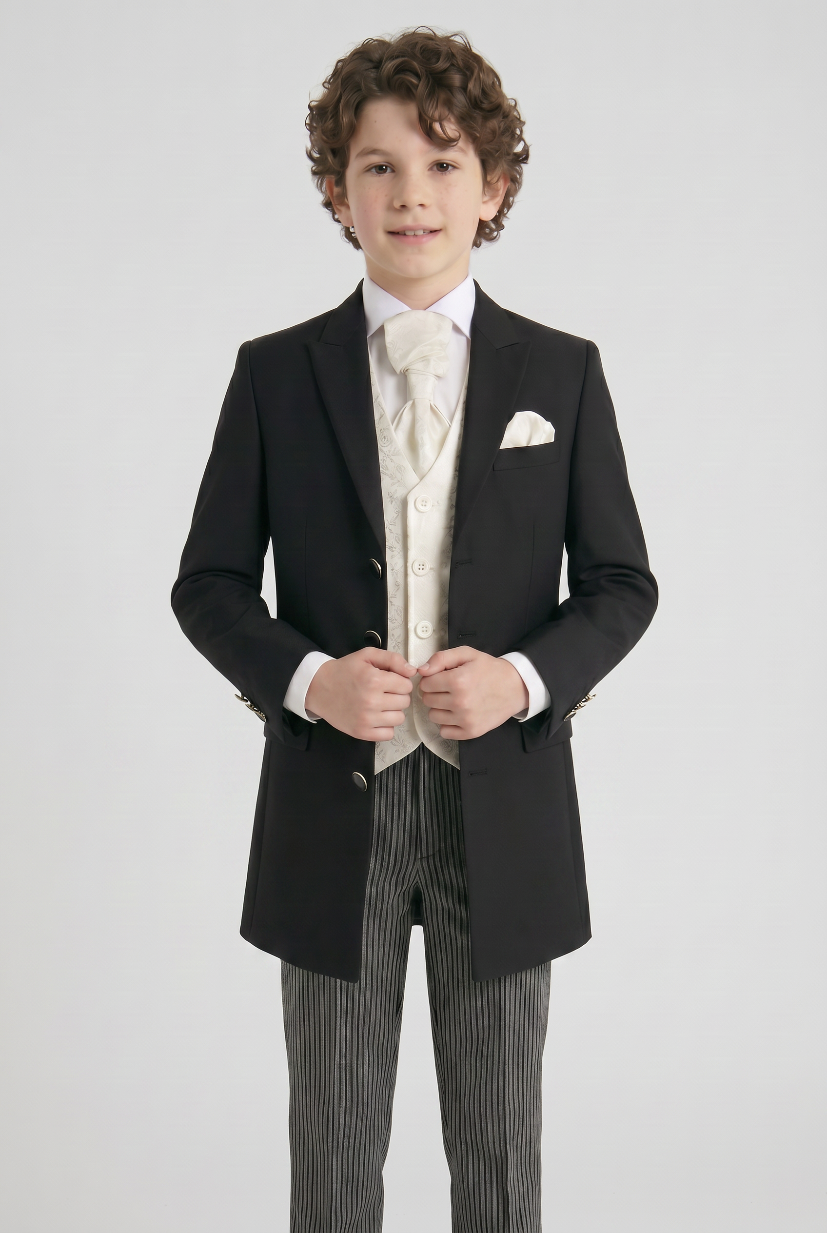 Boys Complete Tail Morning Suit - Black - Ivory