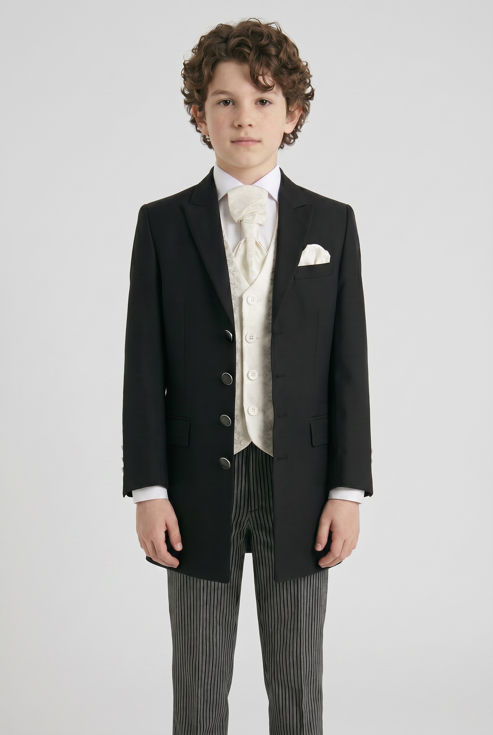 Boys Complete Tail Morning Suit - Black - Ivory