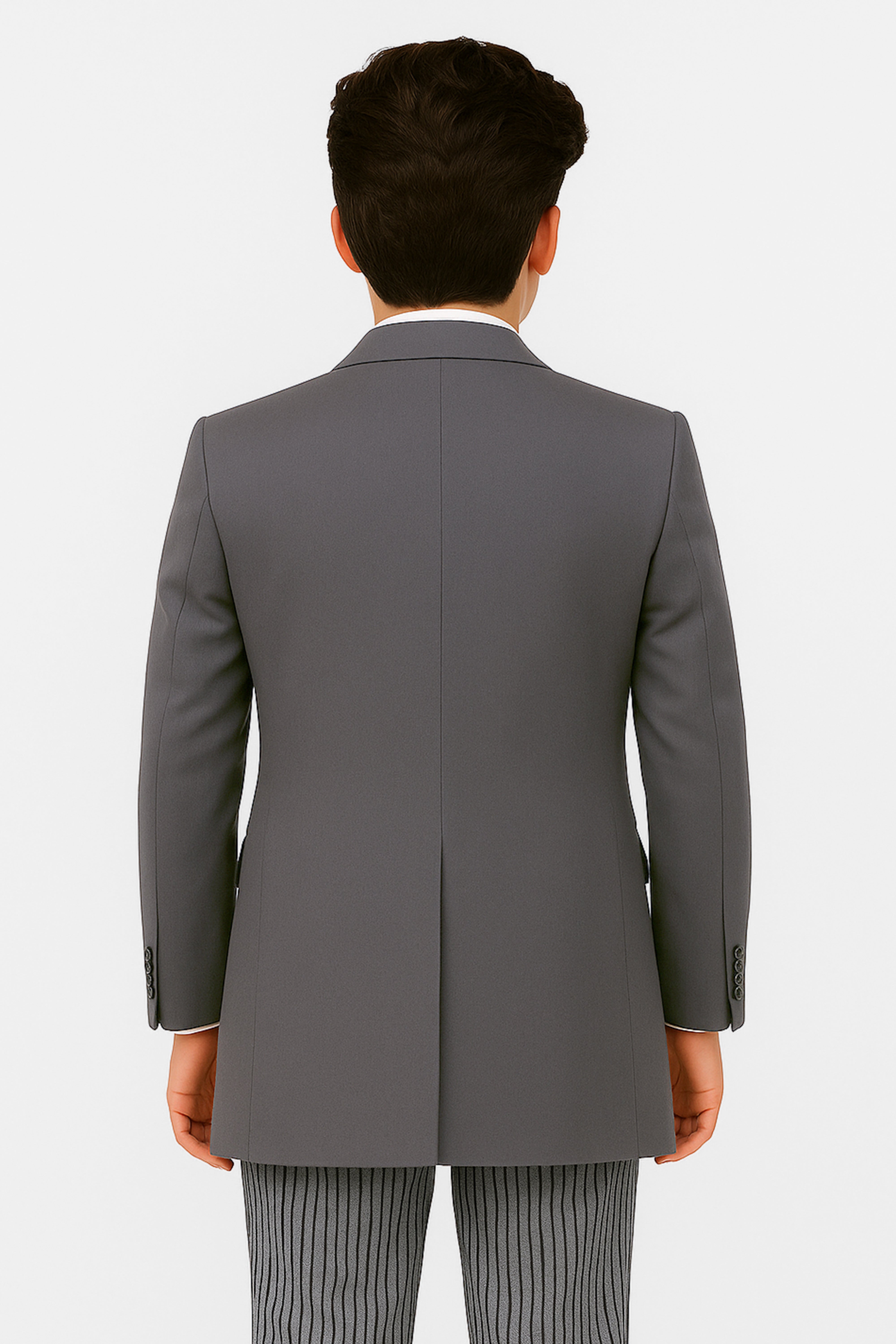 Boys Complete Tail Morning Suit - Charcoal Grey - Ivory Back Picture