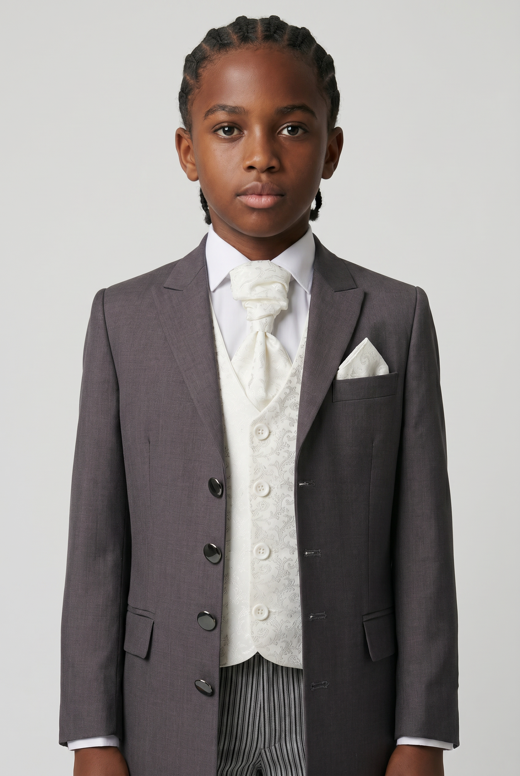 Boys Complete Tail Morning Suit - Charcoal Grey - Ivory