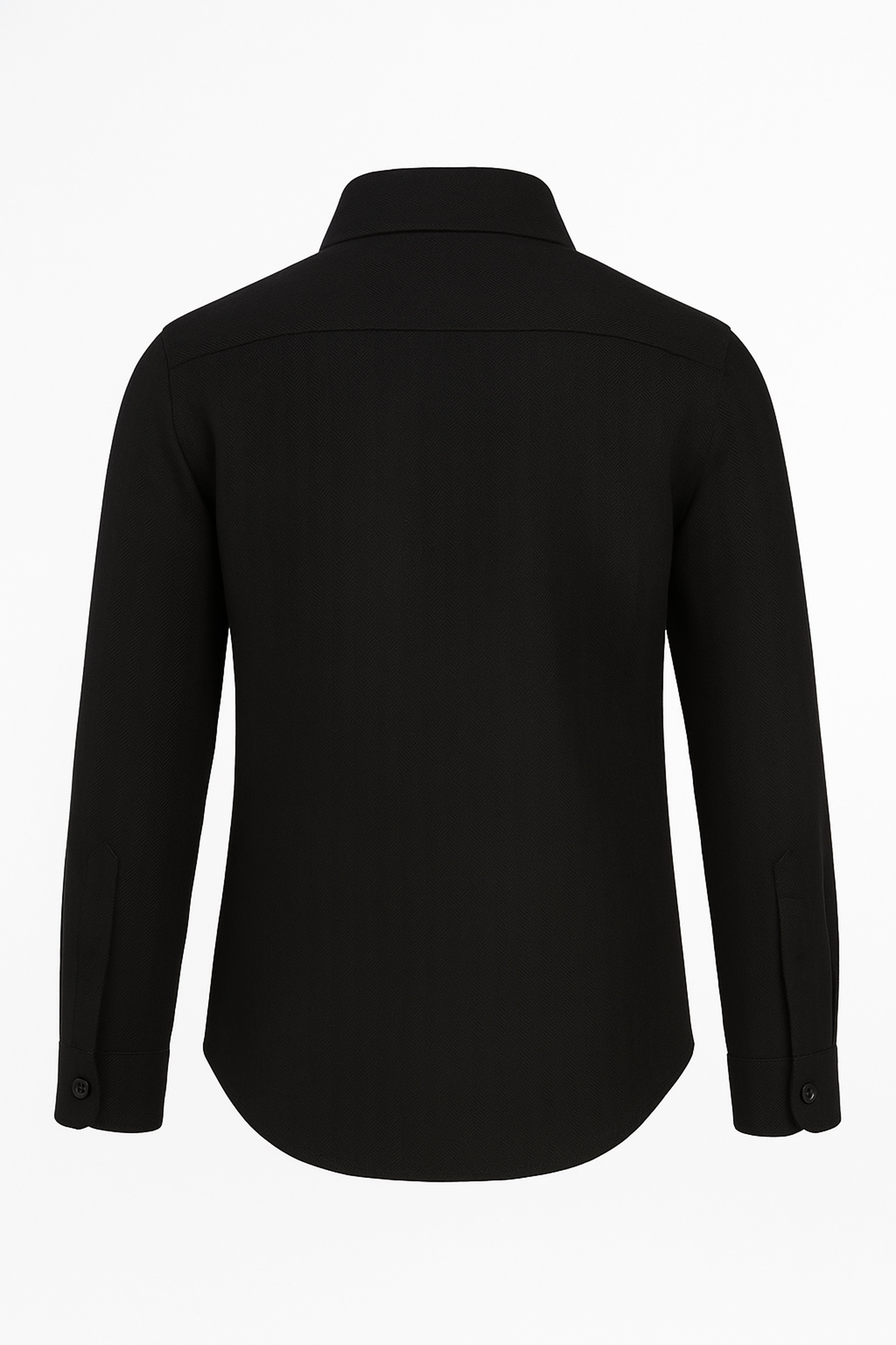 Boys’ Cotton Herringbone Formal Shirt with Classic Collar - Harput - Black