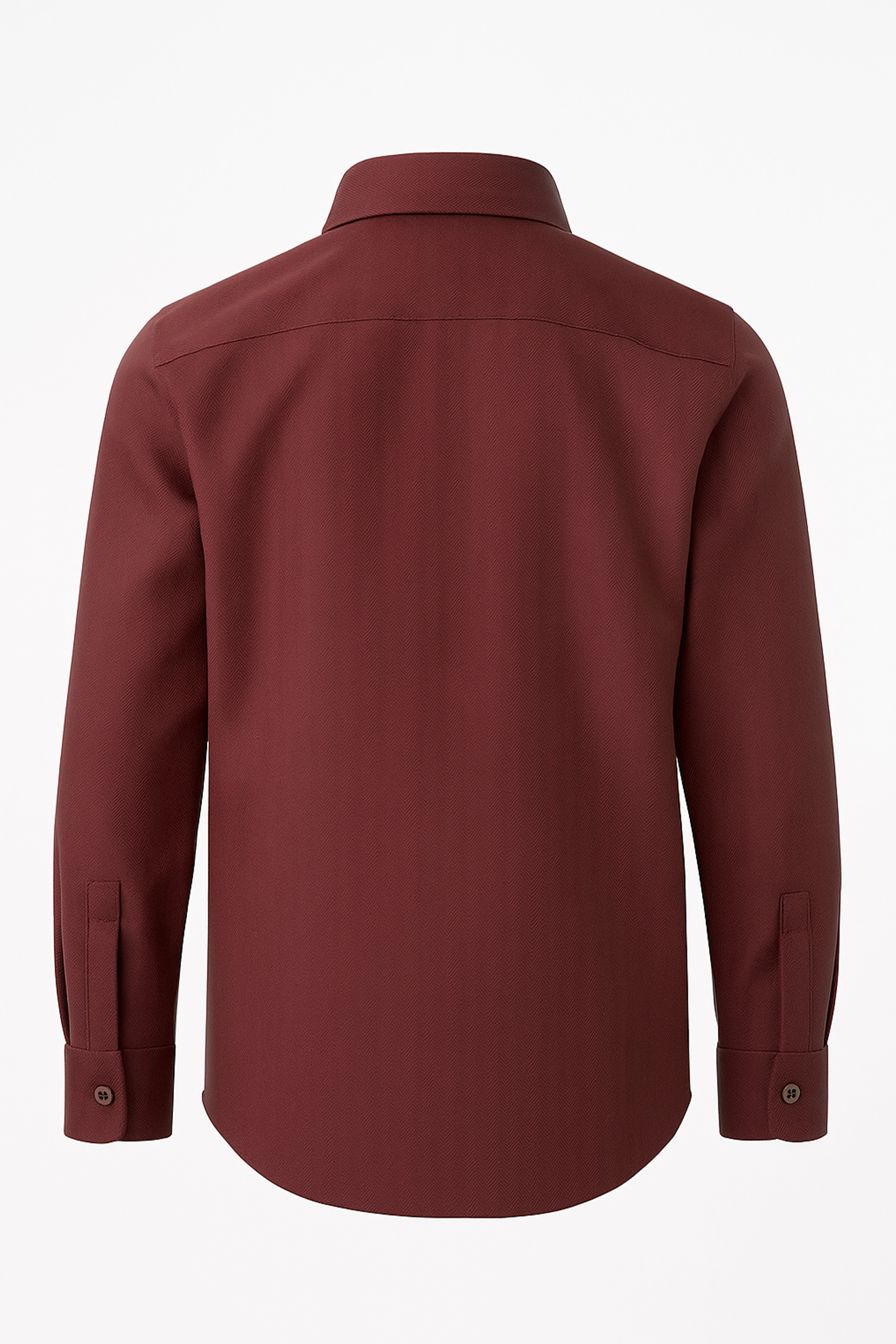 Boys’ Cotton Herringbone Formal Shirt with Classic Collar - HARPUT - Burgundy Back Picture