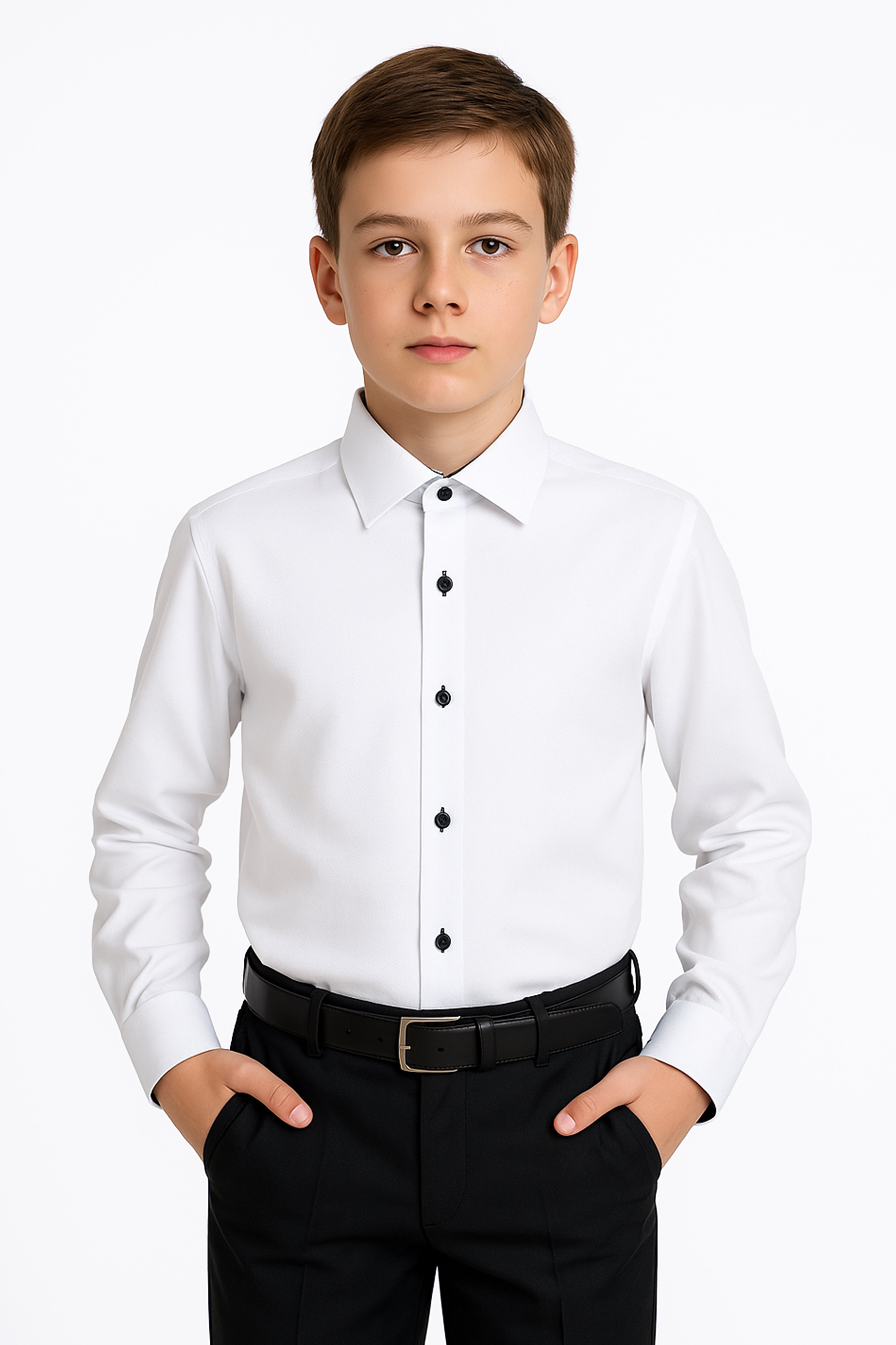 Boys’ Cotton Cufflink Formal Shirt - Harput- White