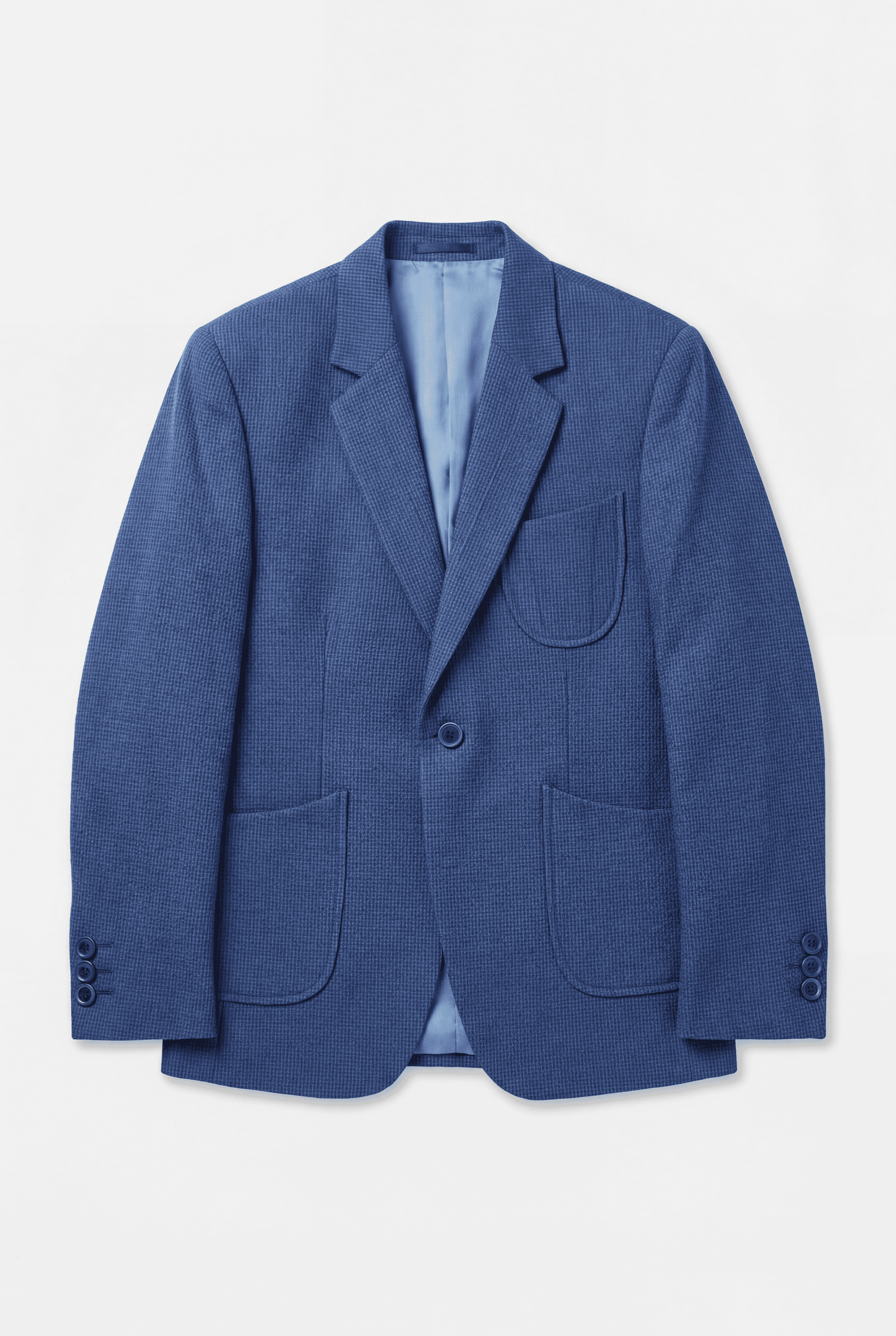 Boys Cotton Blend Slim Fit Formal Twill Blazer - Navy Blue