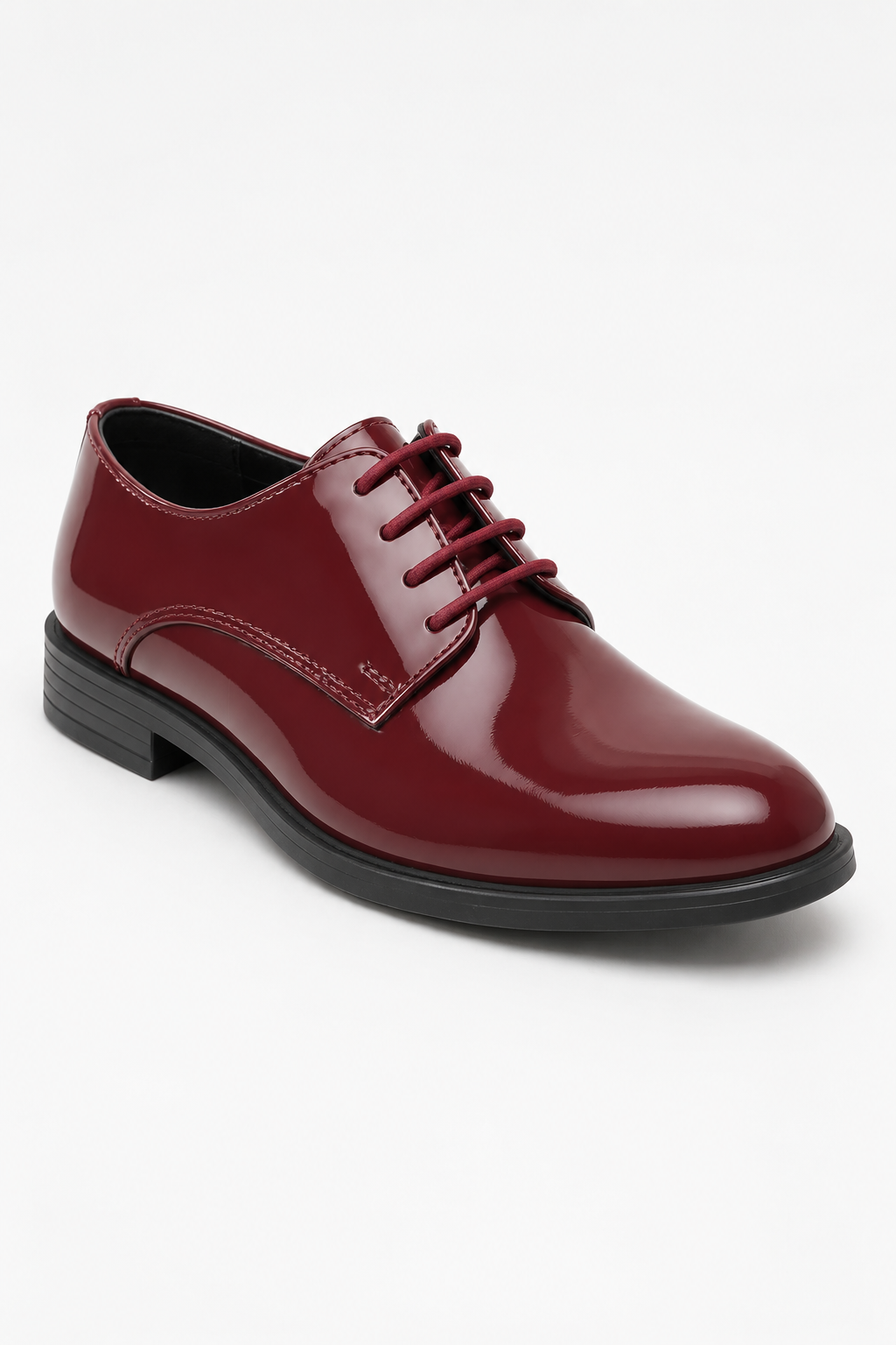 Boys Derby Patent Lace Up Formal Shoes - Wine