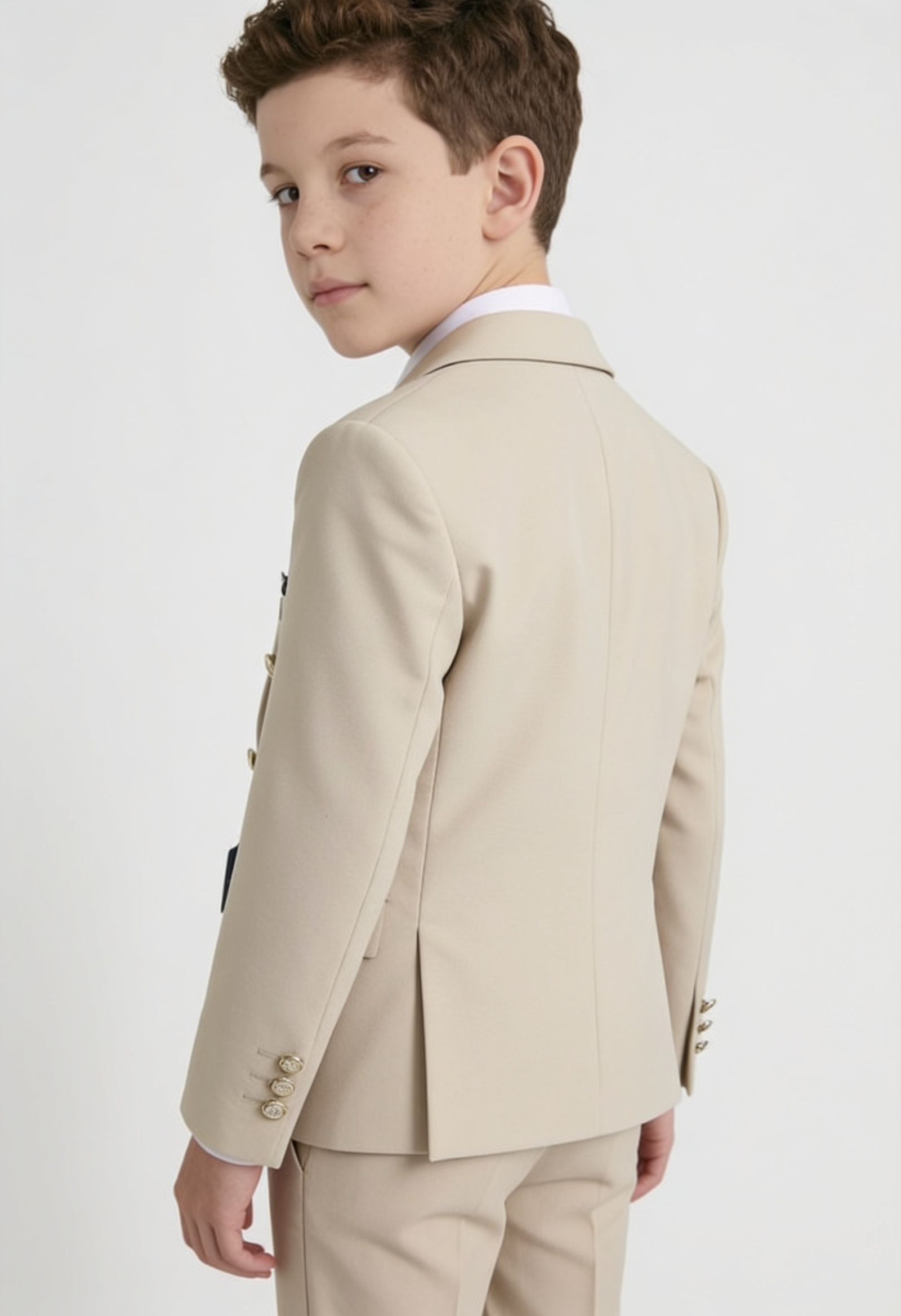 Boys Double Breasted 2-Piece Suit Set - Beige