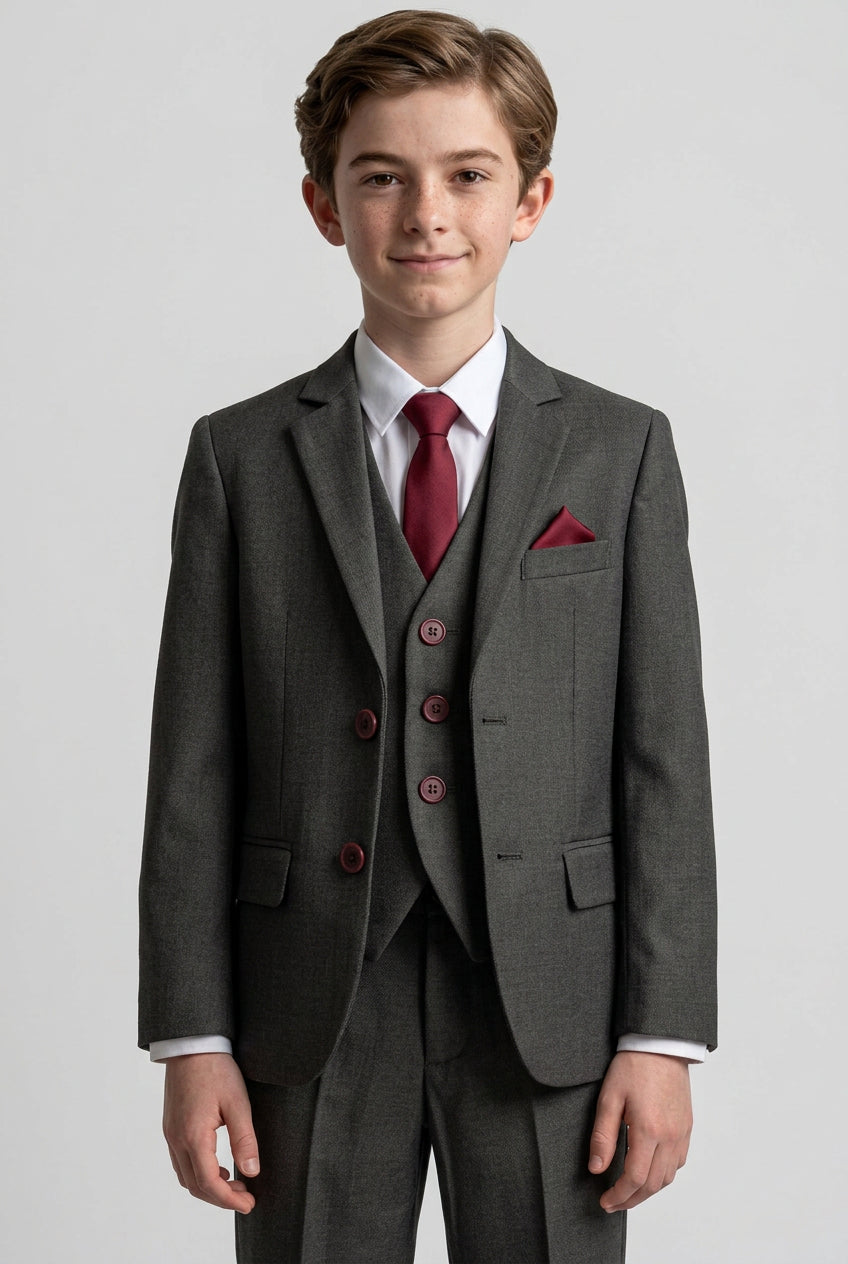 Boys' Grey Formal Suit Three-Piece