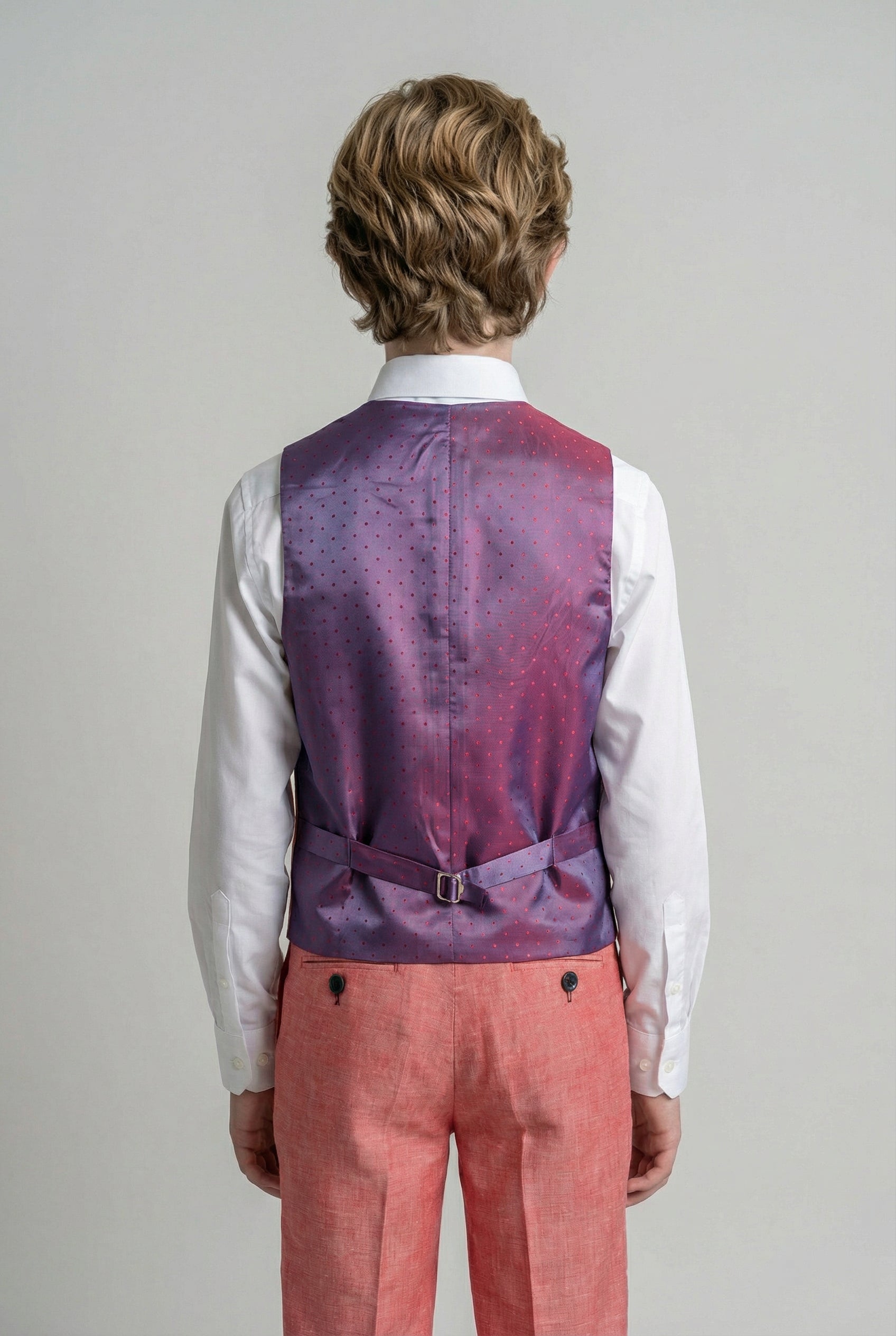 Boys Linen Suit with Elbow Patches - Red