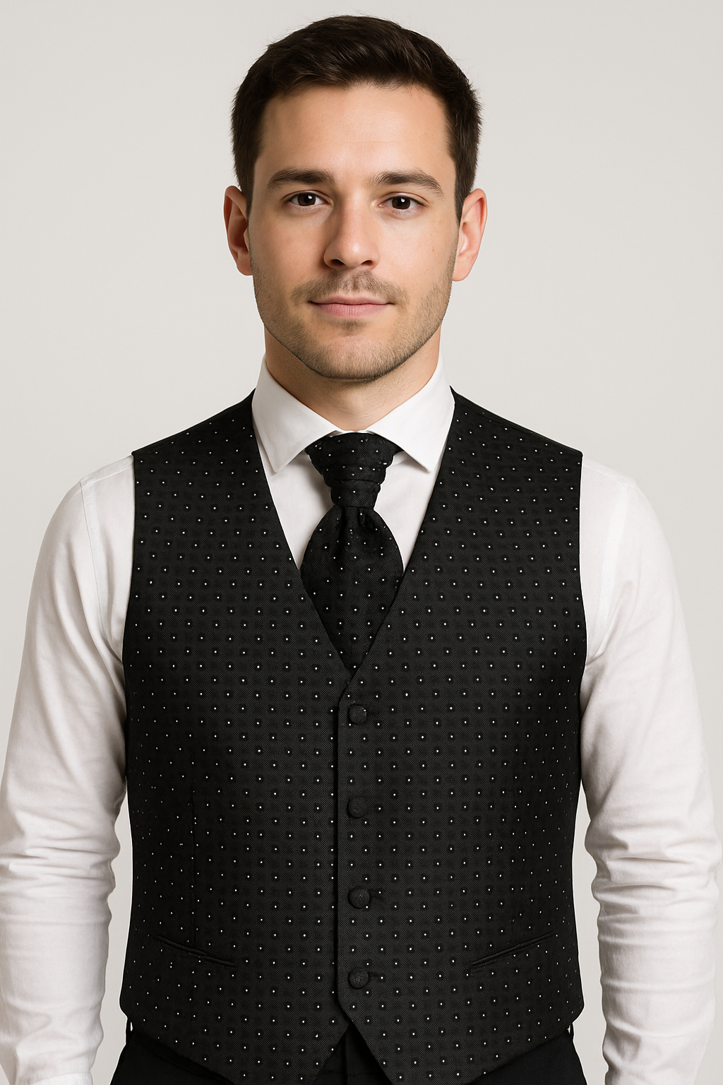 Boys & Men Waistcoat Cravat Hanky Set - Black