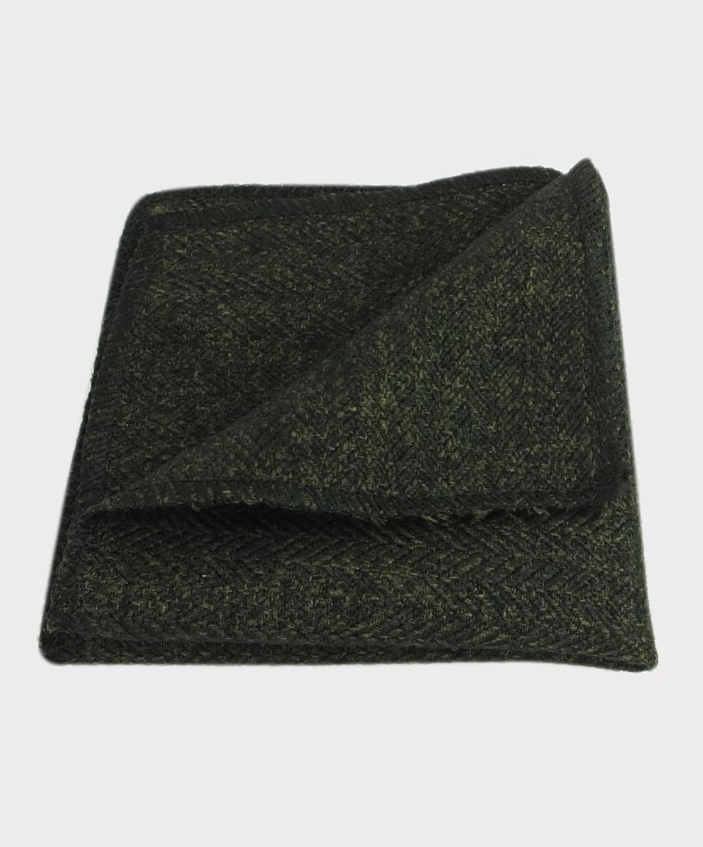 Boys & Men's Herringbone Tweed Bow Tie and Pocket Square - Alpini Green