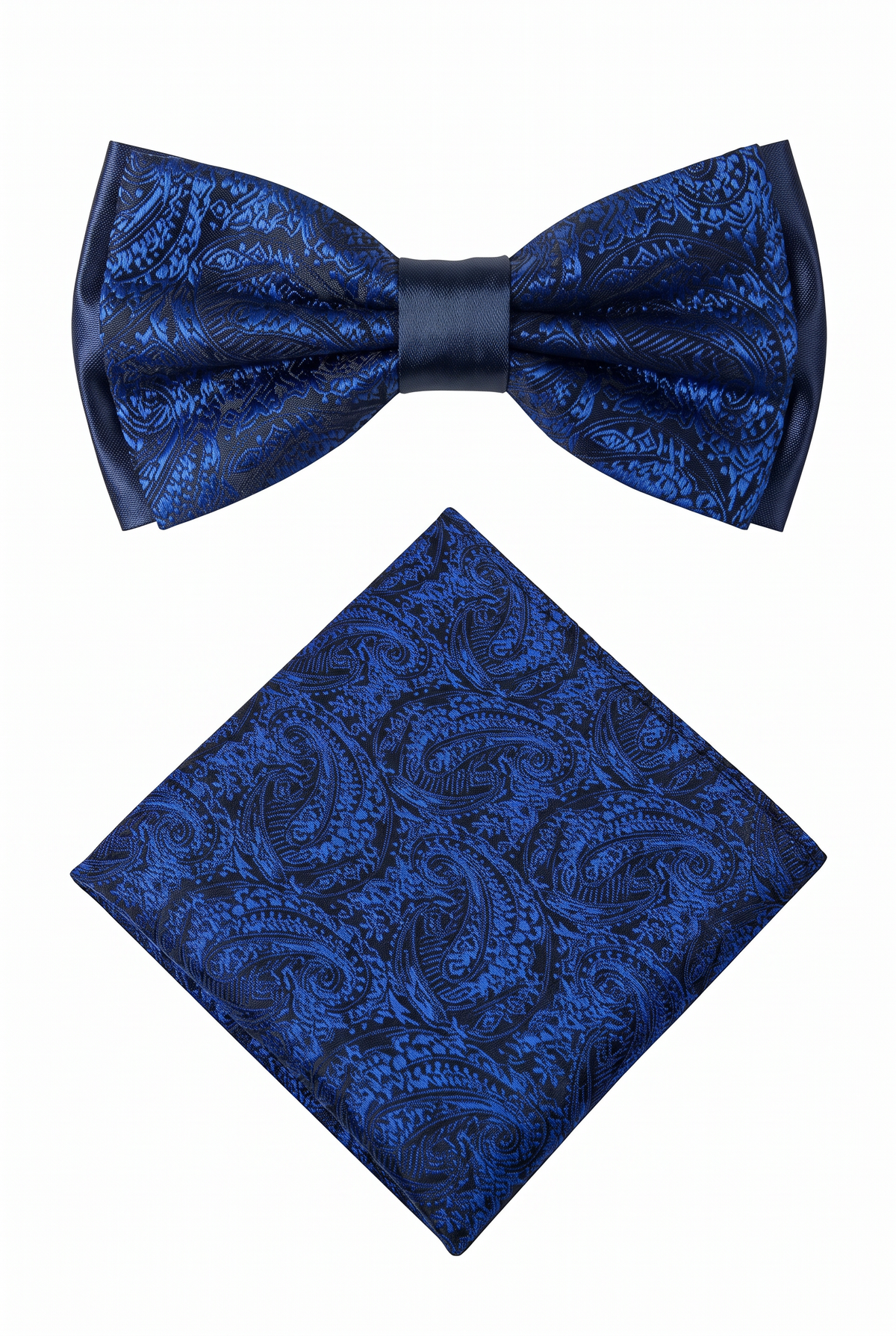 Boys & Men's Paisley Bow Tie and Hanky Set - Navy