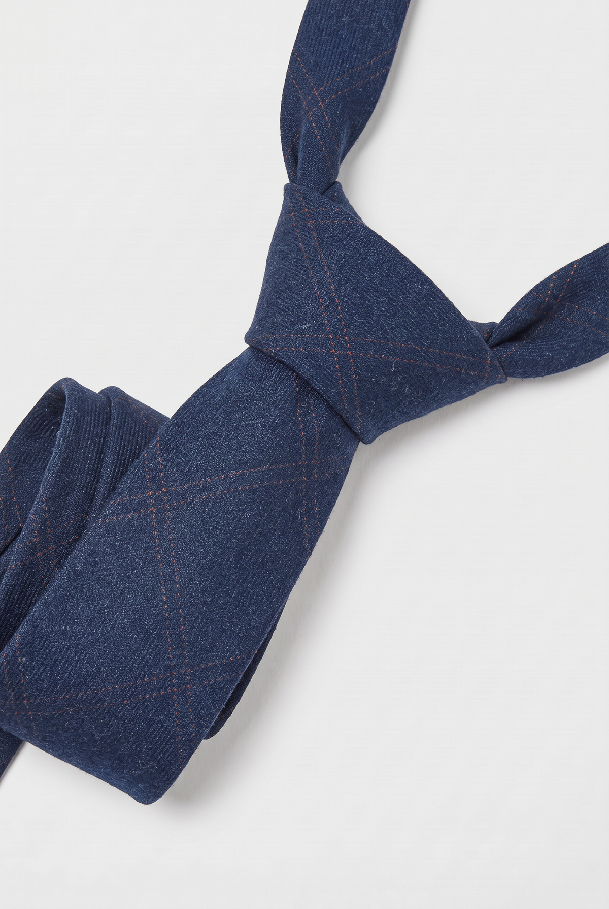 Boys & Men's Tweed Check Slim Tie Set - Navy Blue