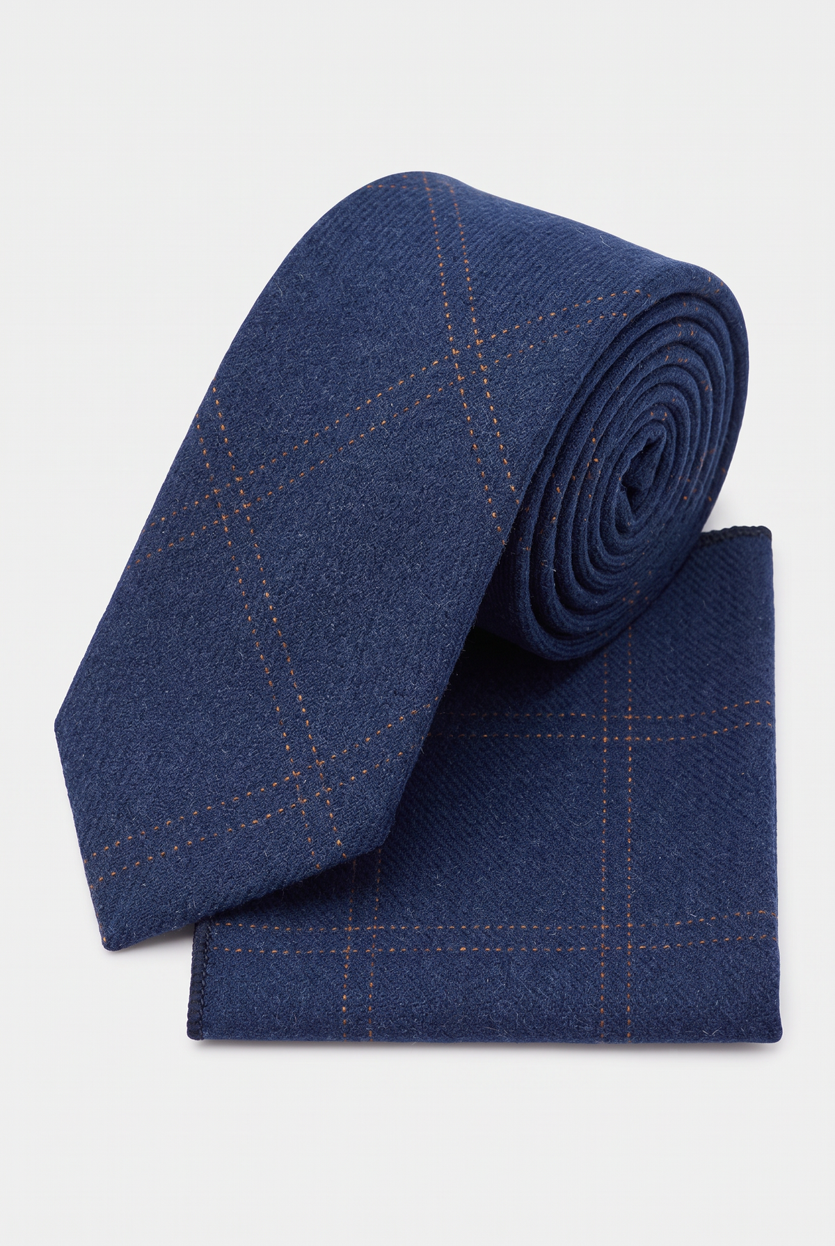 Boys & Men's Tweed Check Slim Tie Set - Navy Blue