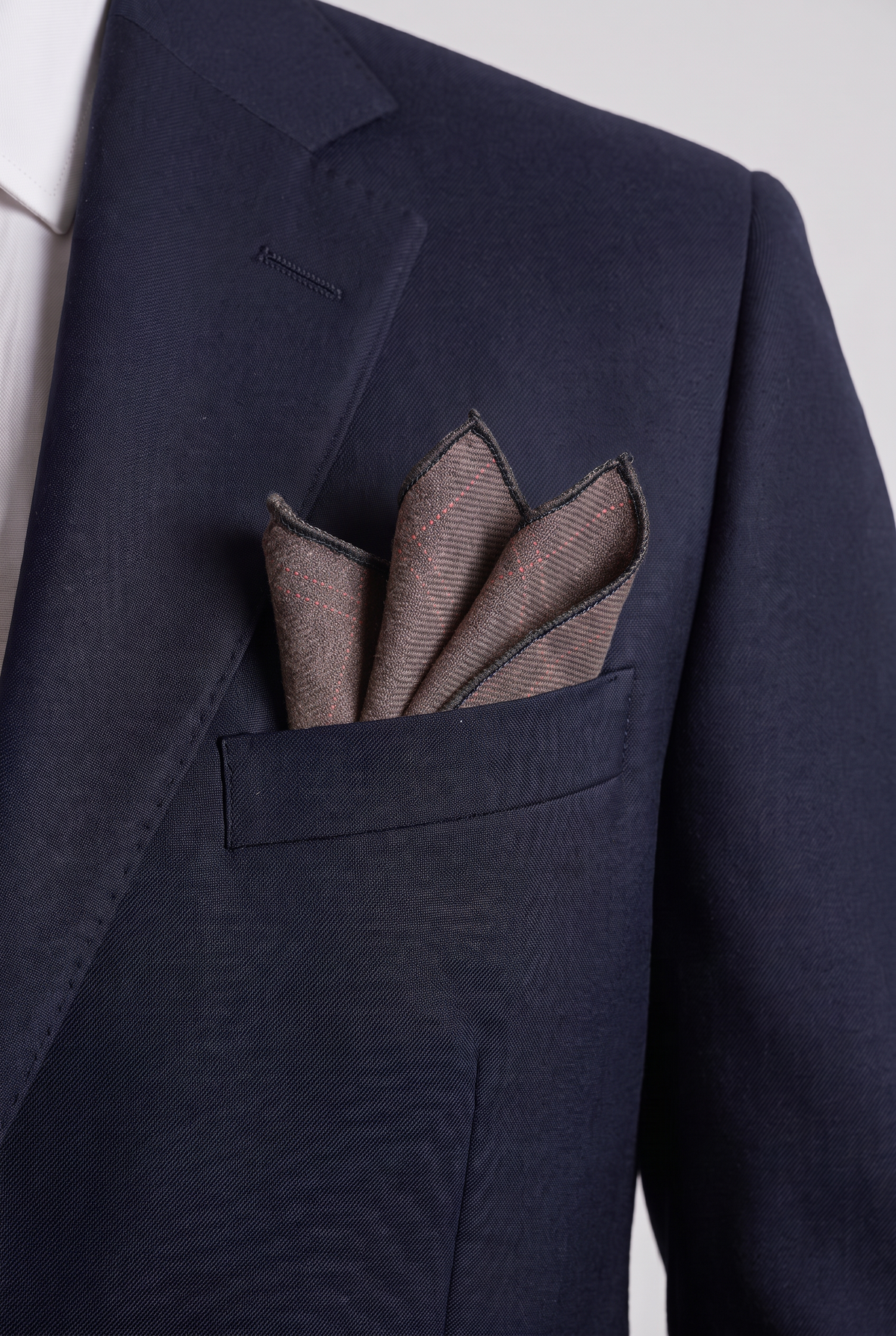 Boys & Men's Check Tweed Pocket Handkerchief - Light Brown