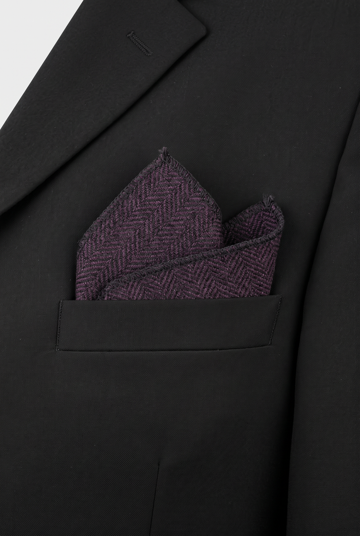 Boys & Men's Herringbone Tweed Pocket Handkerchief - Purple