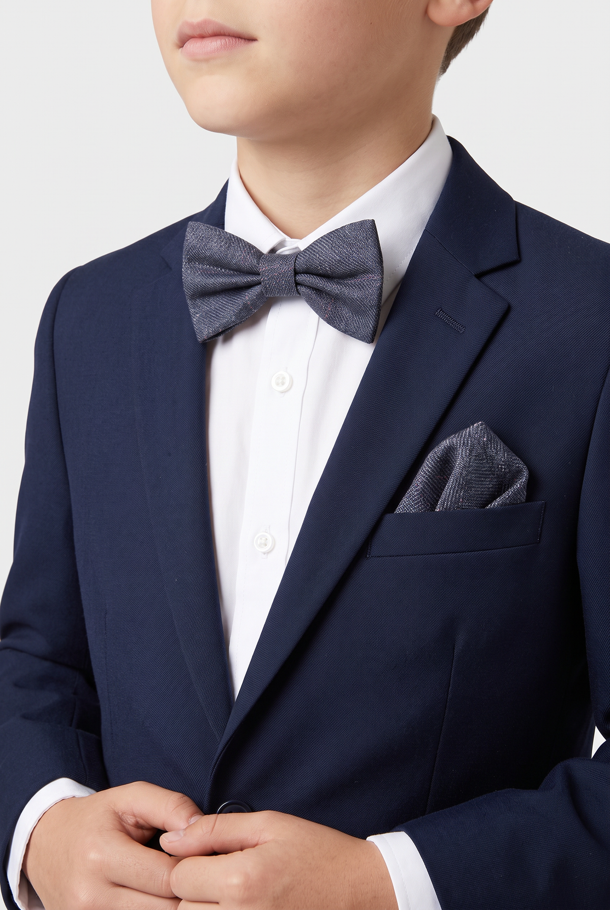 Boys & Men's Tweed Check Bow Tie Set - Charcoal Grey