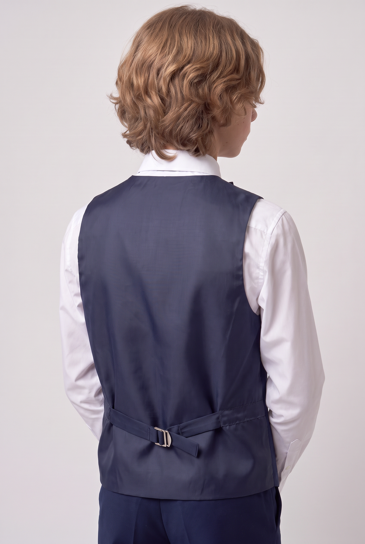 Boys Navy Satin Lapel Tuxedo Suit - 4-Piece or 5-Piece with Cufflink Shirt