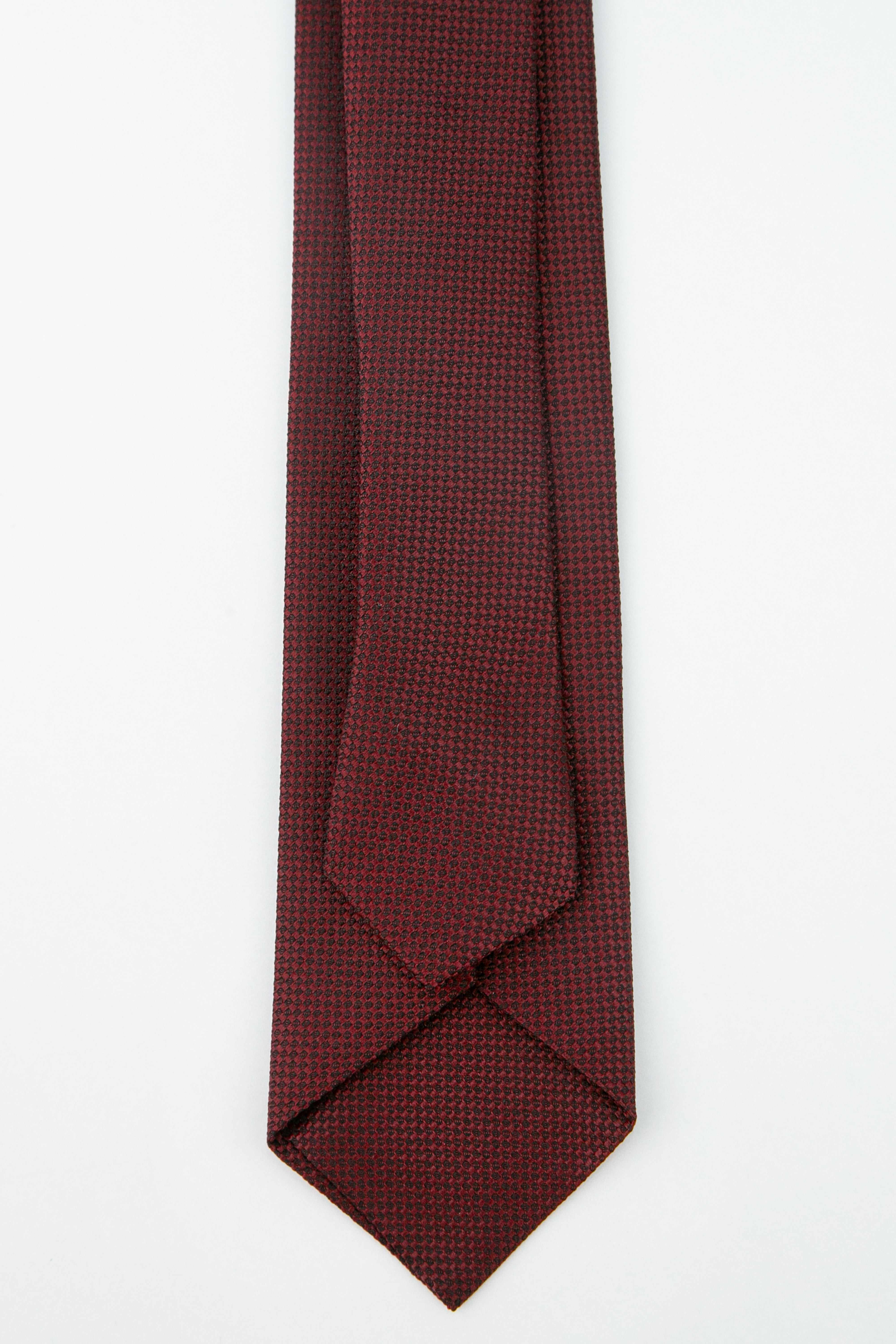 Boys' Oxford Weave Slim Tie Formal Neckwear - Burgundy Back Picture