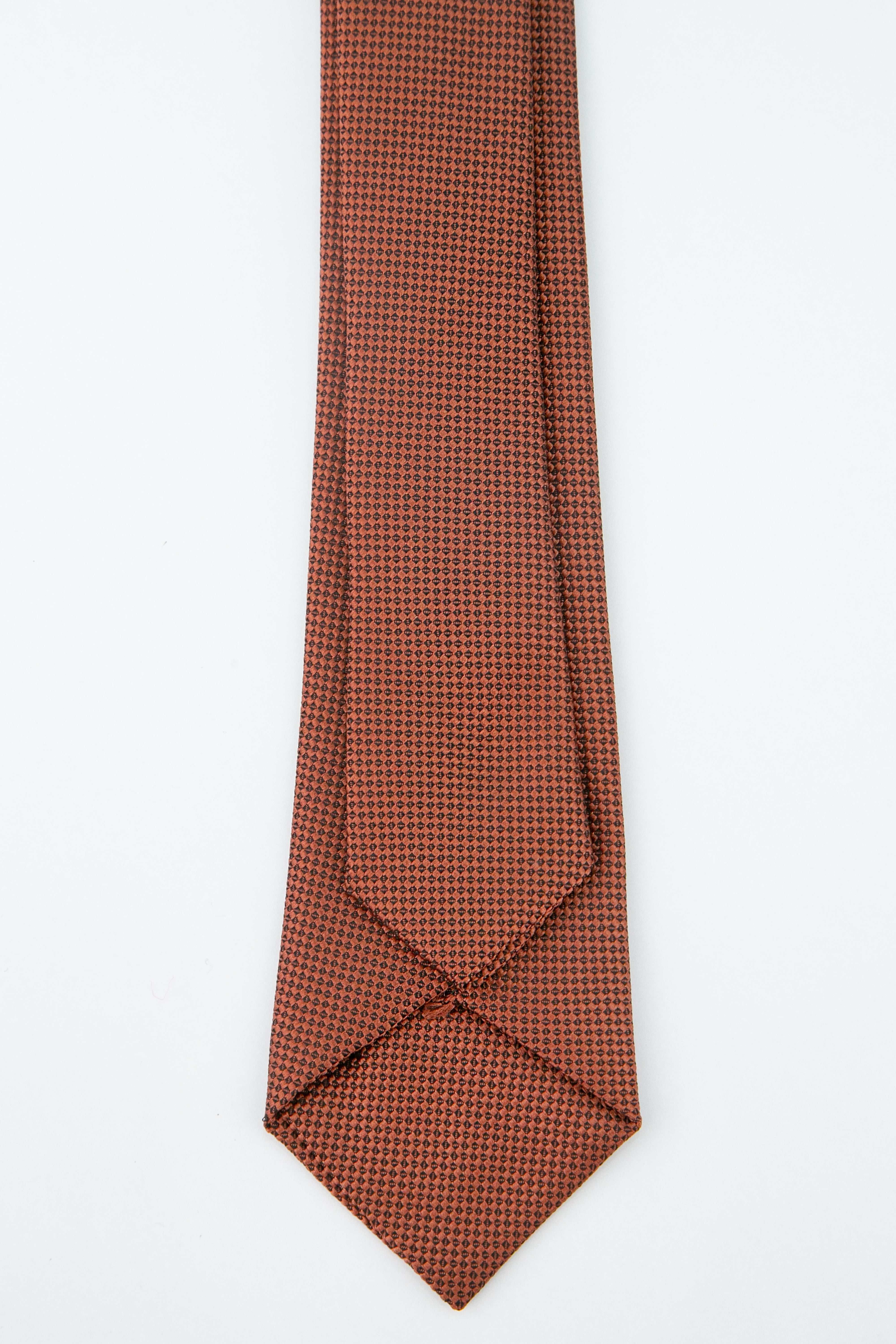 Boys' Oxford Weave Slim Tie Formal Neckwear - Burnt Orange Back Picture
