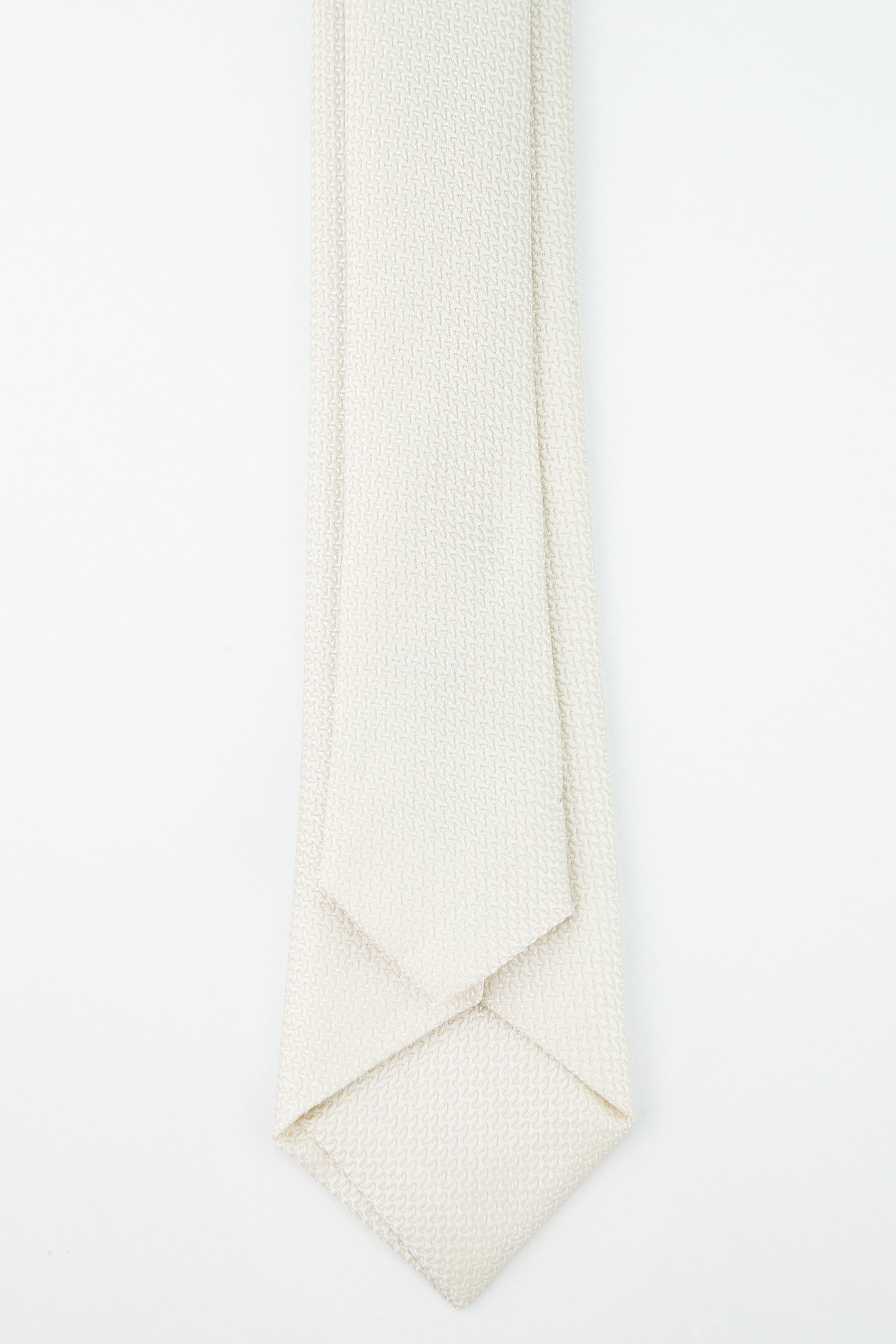 Boys' Oxford Weave Slim Tie Formal Neckwear - Ivory Back Picture