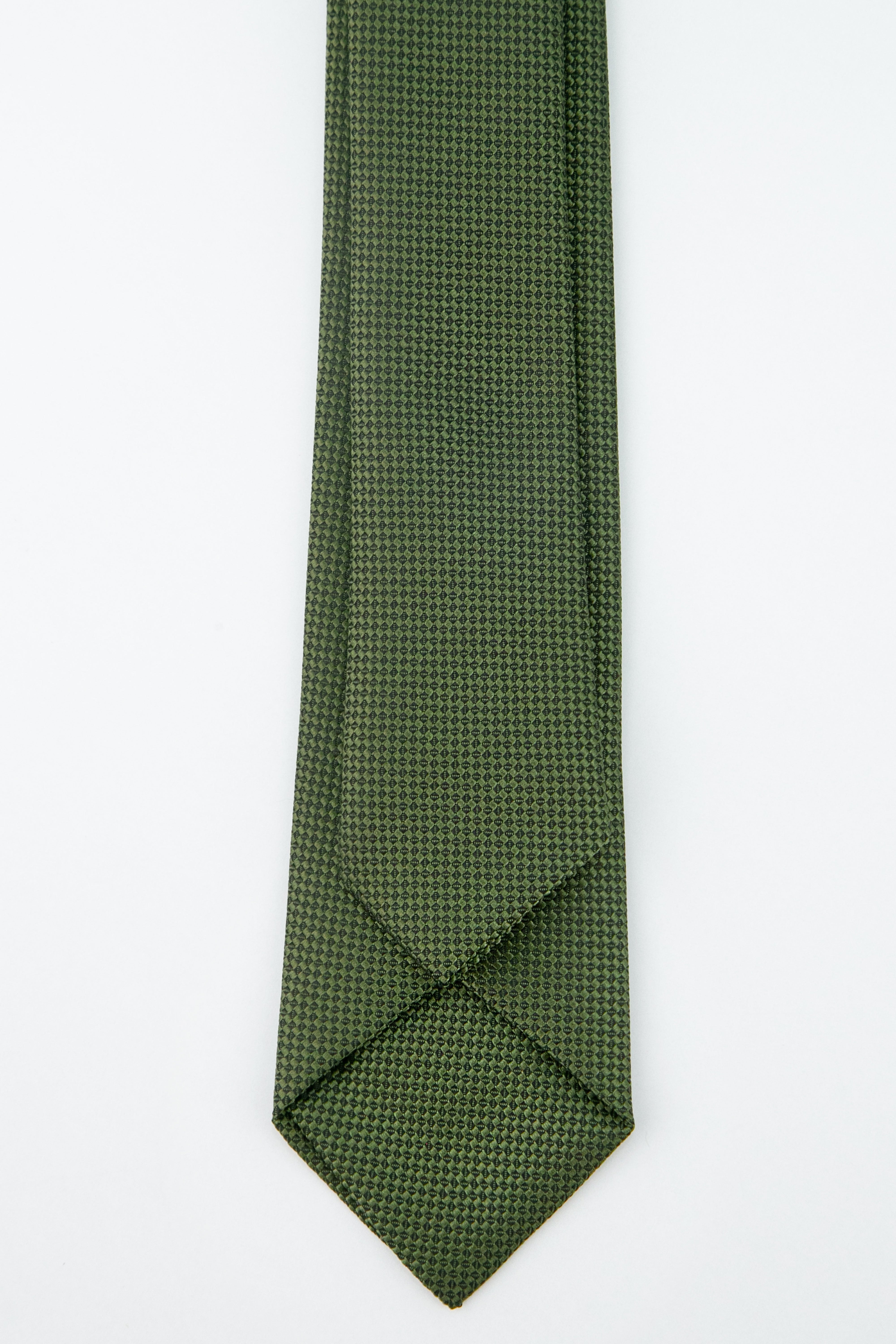Boys' Oxford Weave Slim Tie Formal Neckwear - Khaki Green Back Picture