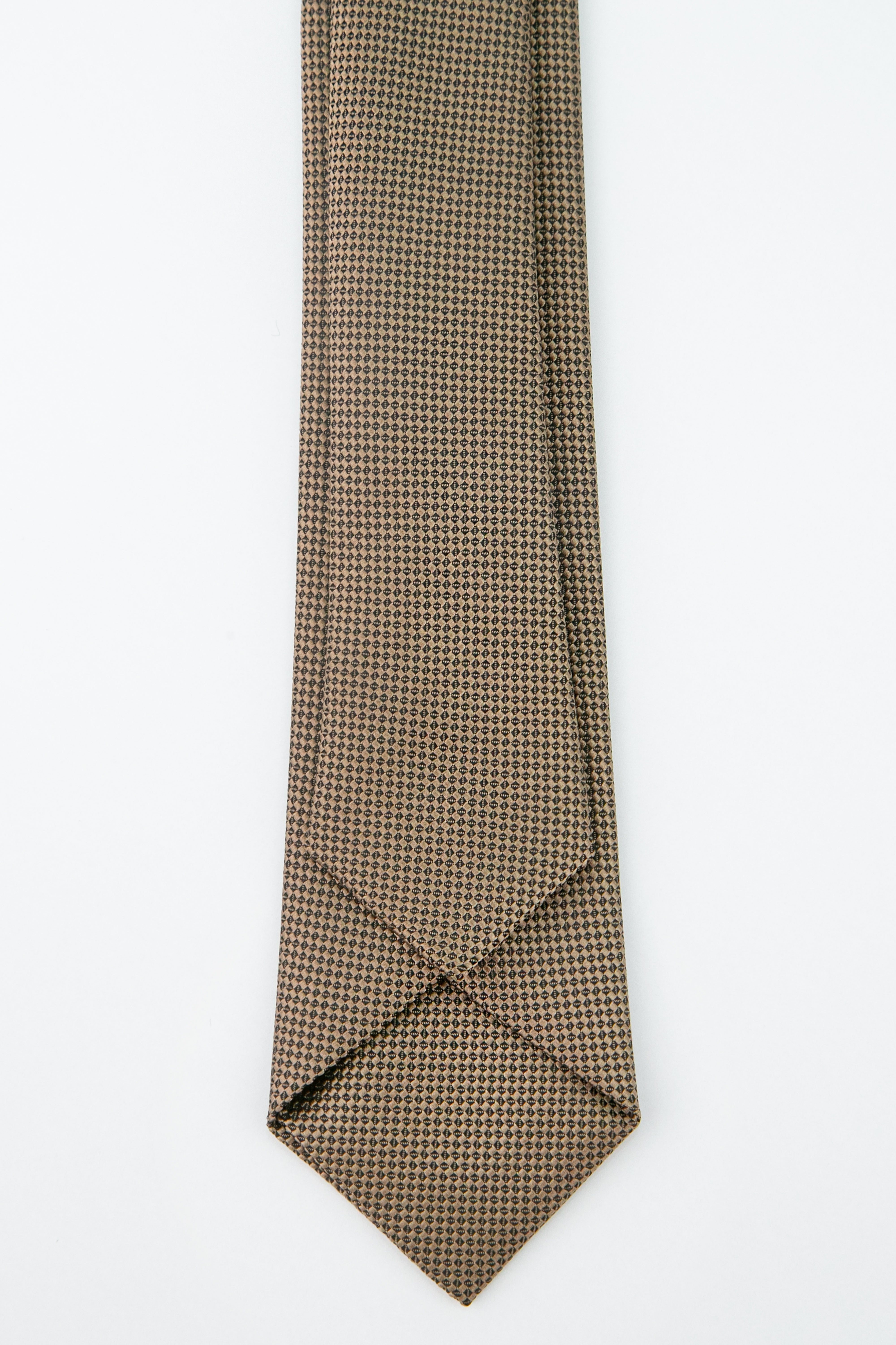 Boys' Oxford Weave Slim Tie Formal Neckwear - Taupe Beige Back Picture