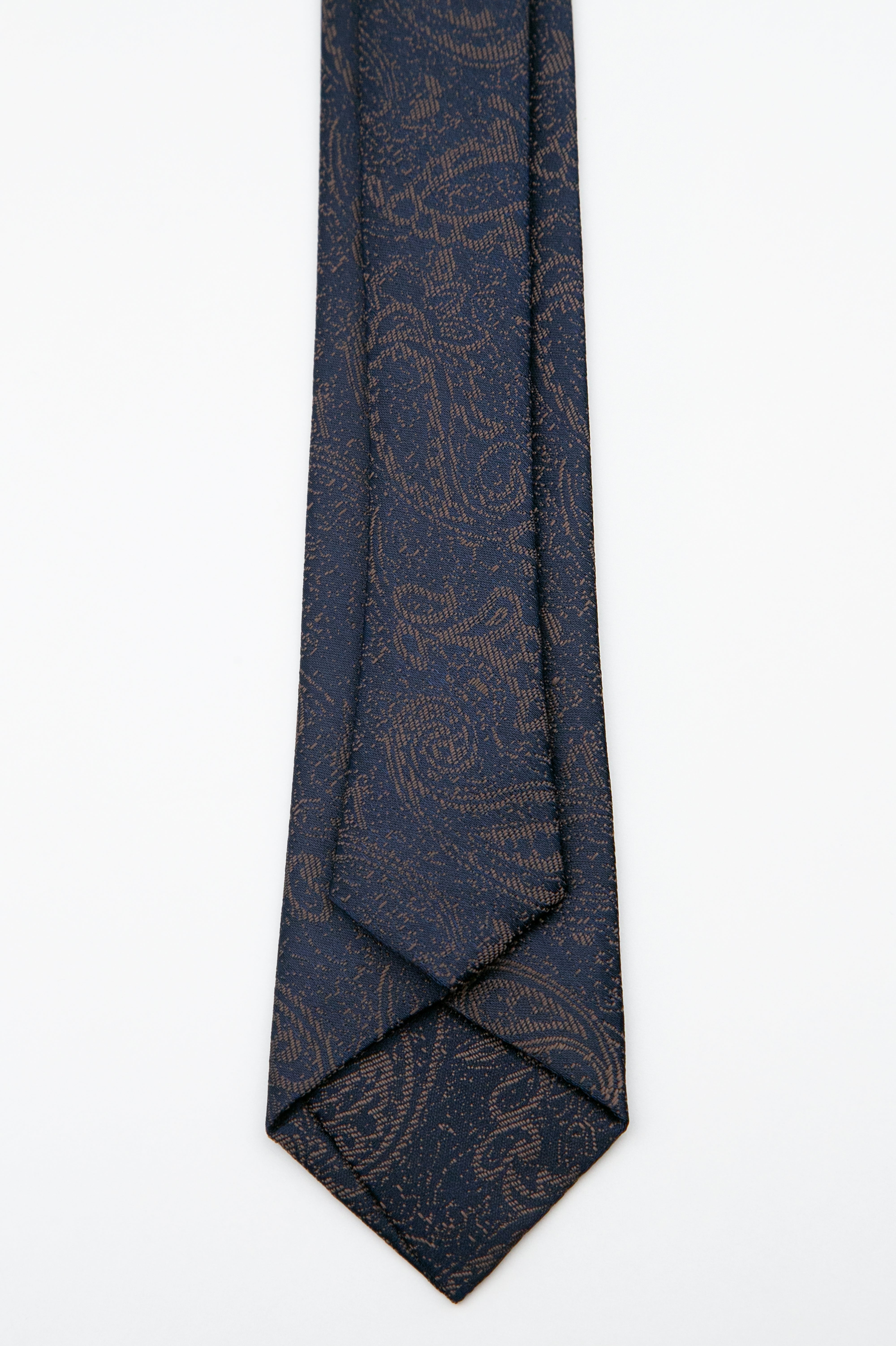 Boys’ Paisley Slim Tie & Pocket Square Set - Brown Back Picture