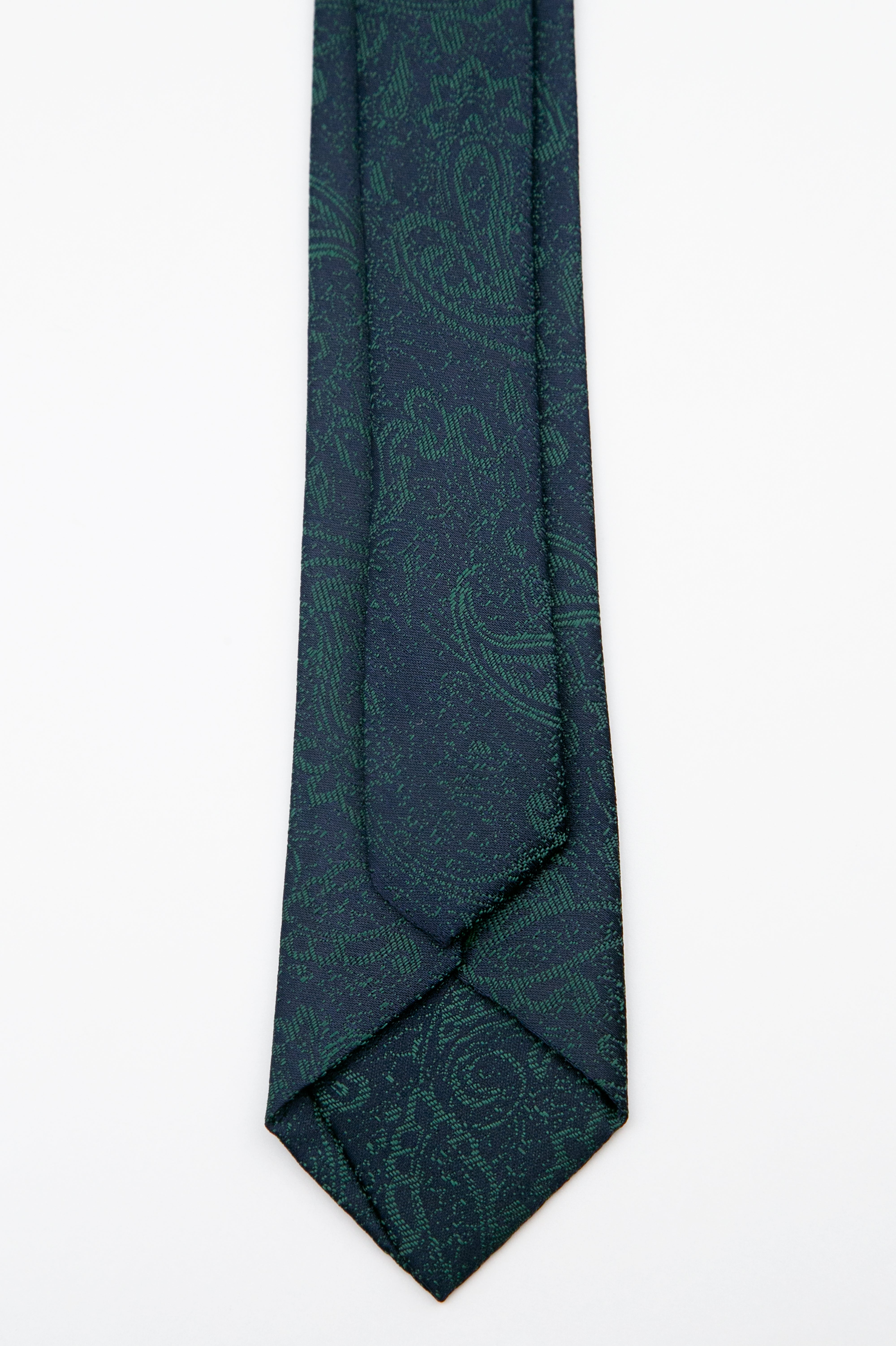 Boys’ Paisley Slim Tie & Pocket Square Set - Emerald Green Back Picture