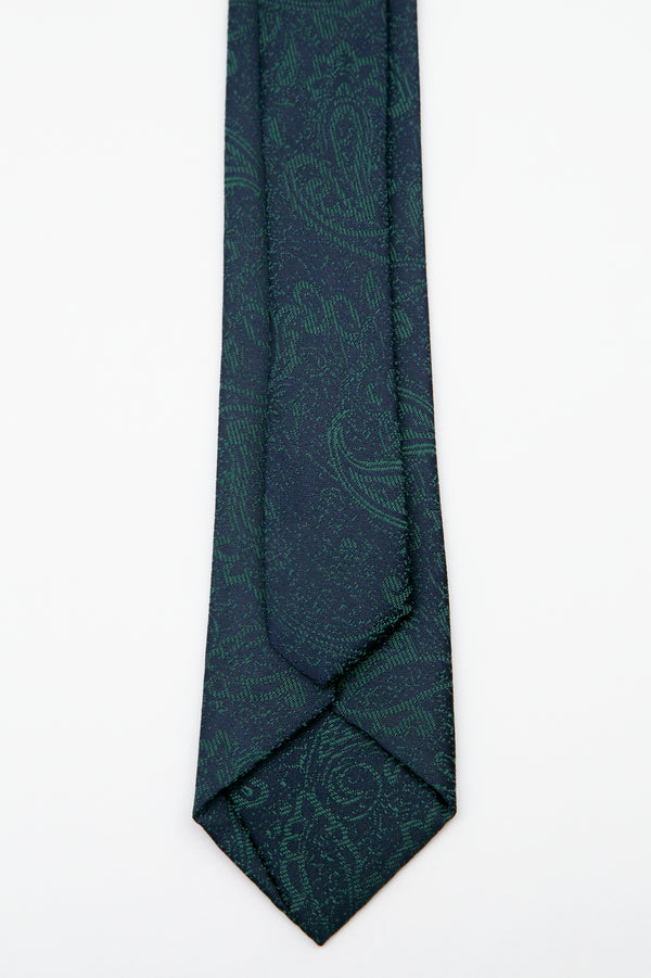 Men’s Paisley Slim Tie & Pocket Square Set in Green