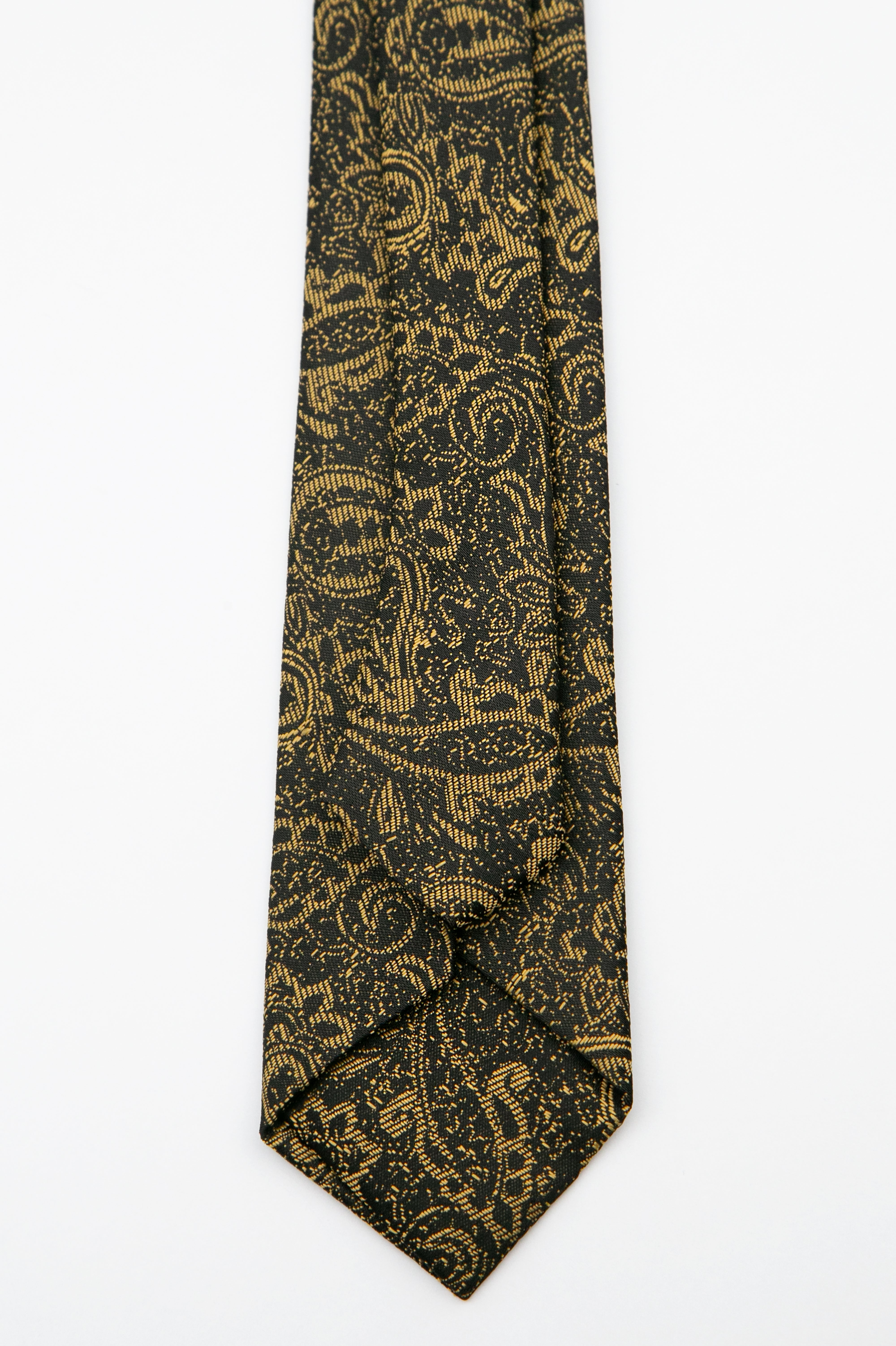 Boys’ Paisley Slim Tie & Pocket Square Set - Gold Back Picture