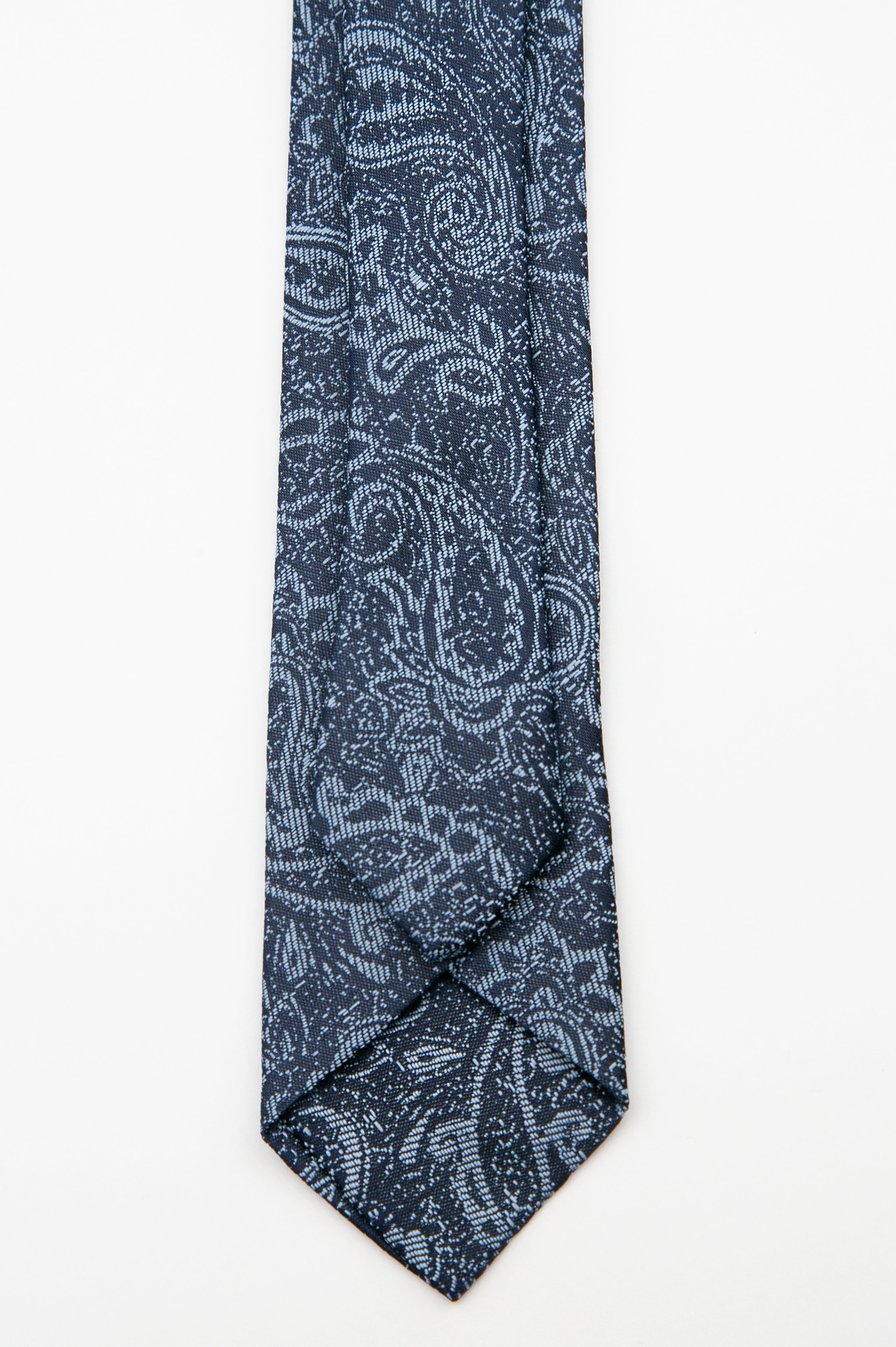 Boys’ Paisley Slim Tie & Pocket Square Set - Navy blue Back picture
