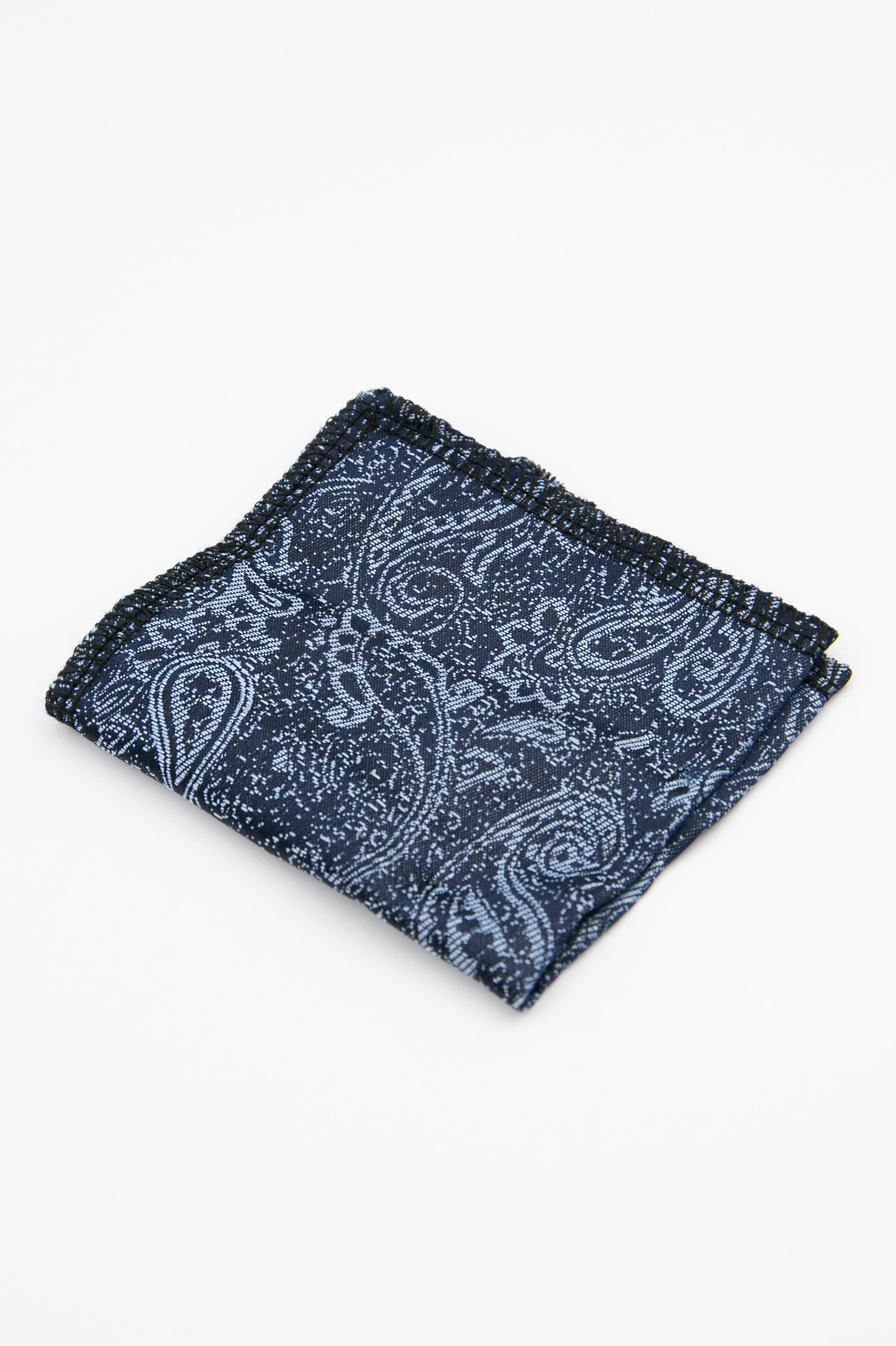 Boys’ Paisley Slim Tie & Pocket Square Set - Navy blue Hanky Picture