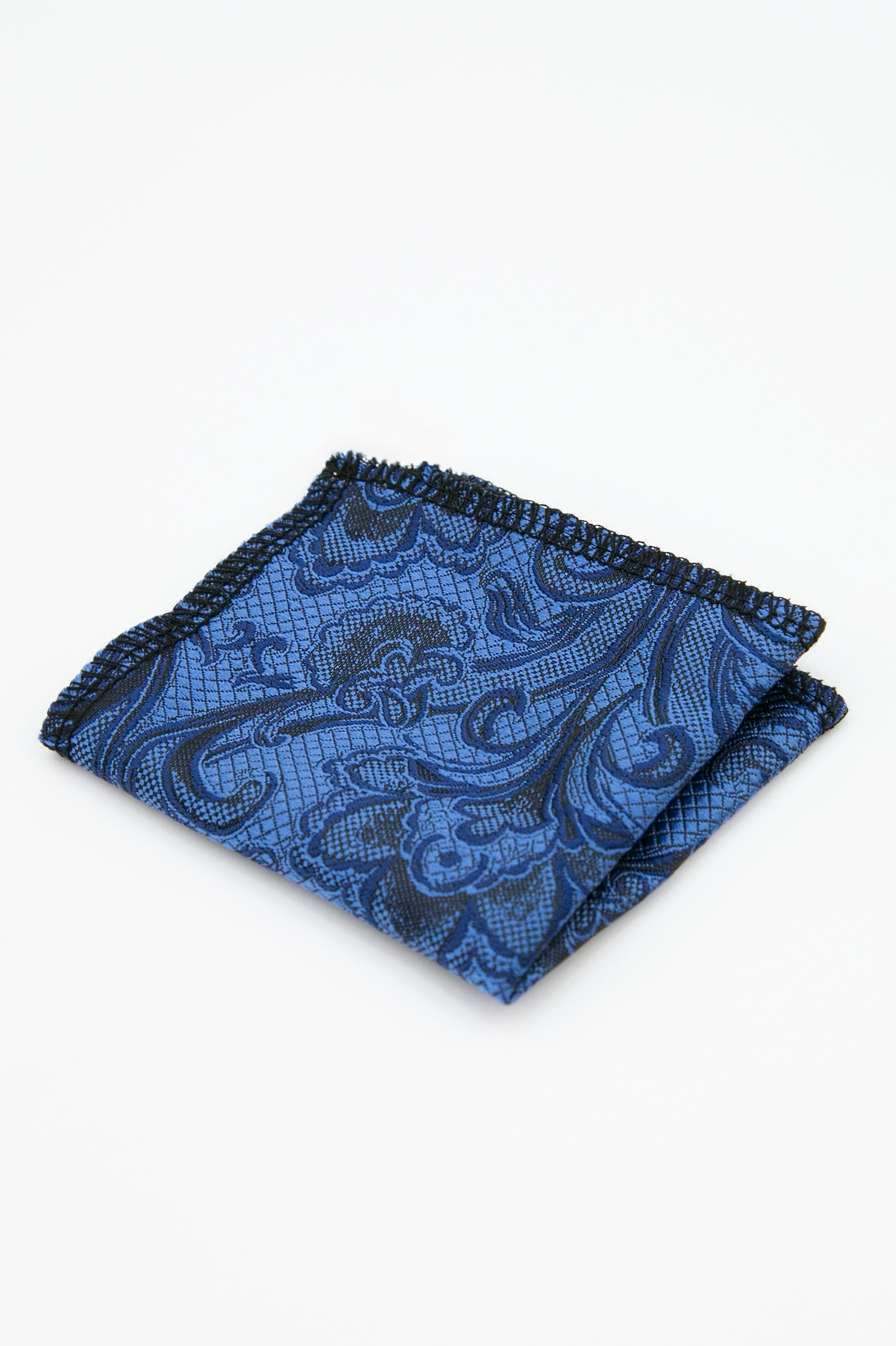 Boys’ Paisley Slim Tie & Pocket Square Set - Royal Blue Hanky Picture